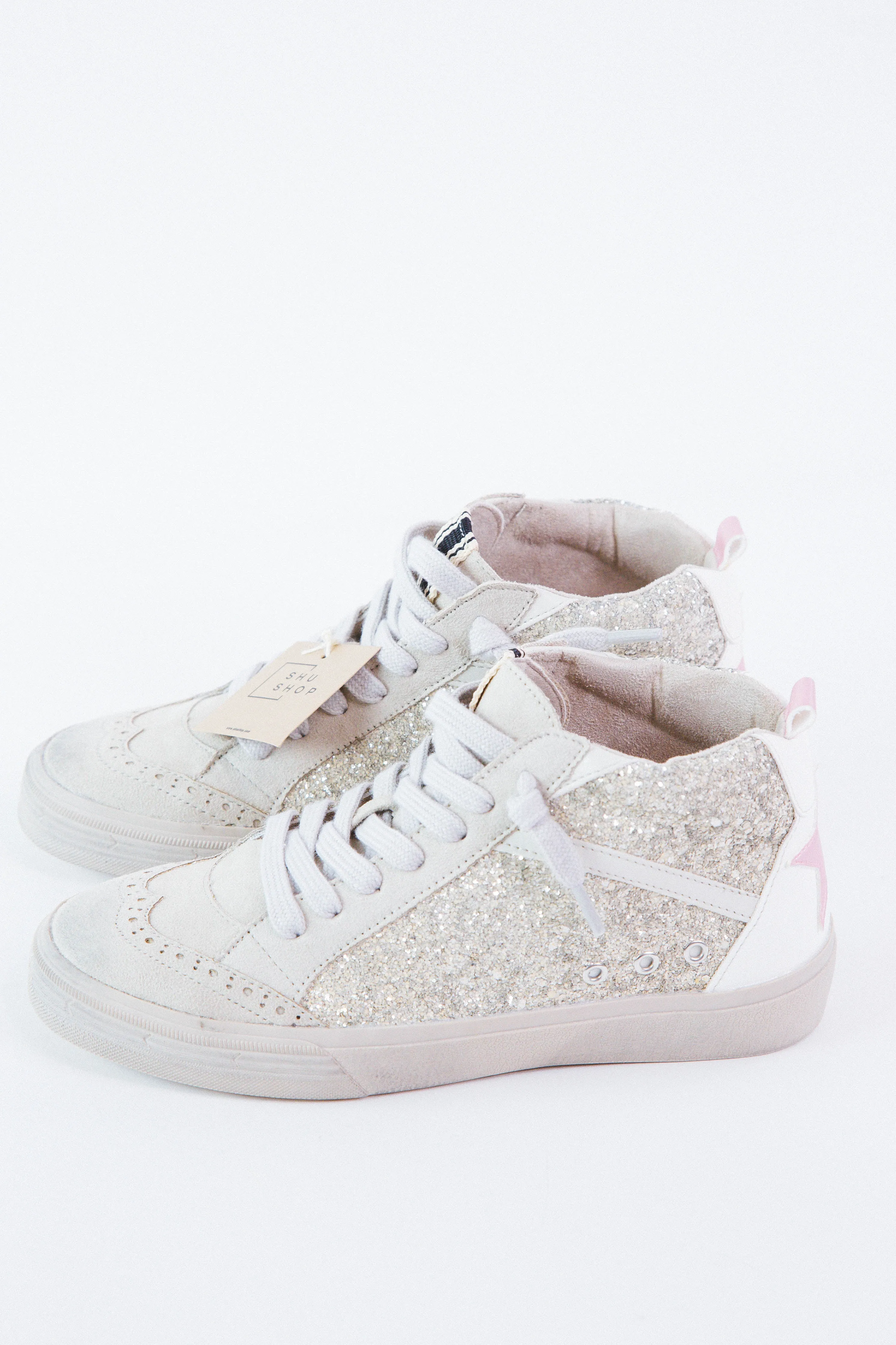 Riley Mid Top Sneaker, Pearl Glitter | ShuShop sold by North & Main Clothing Company