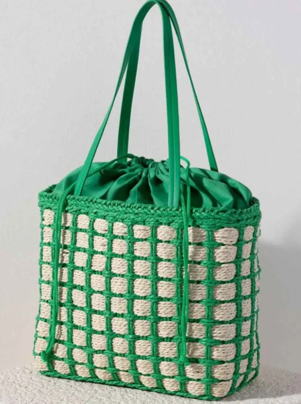 Hayley Woven Straw Tote, Green sold by North & Main Clothing Company