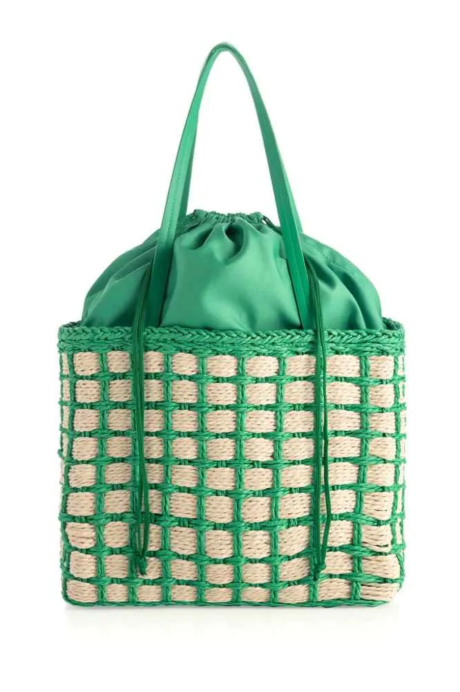 Hayley Woven Straw Tote, Green sold by North & Main Clothing Company product image thumbnail 2