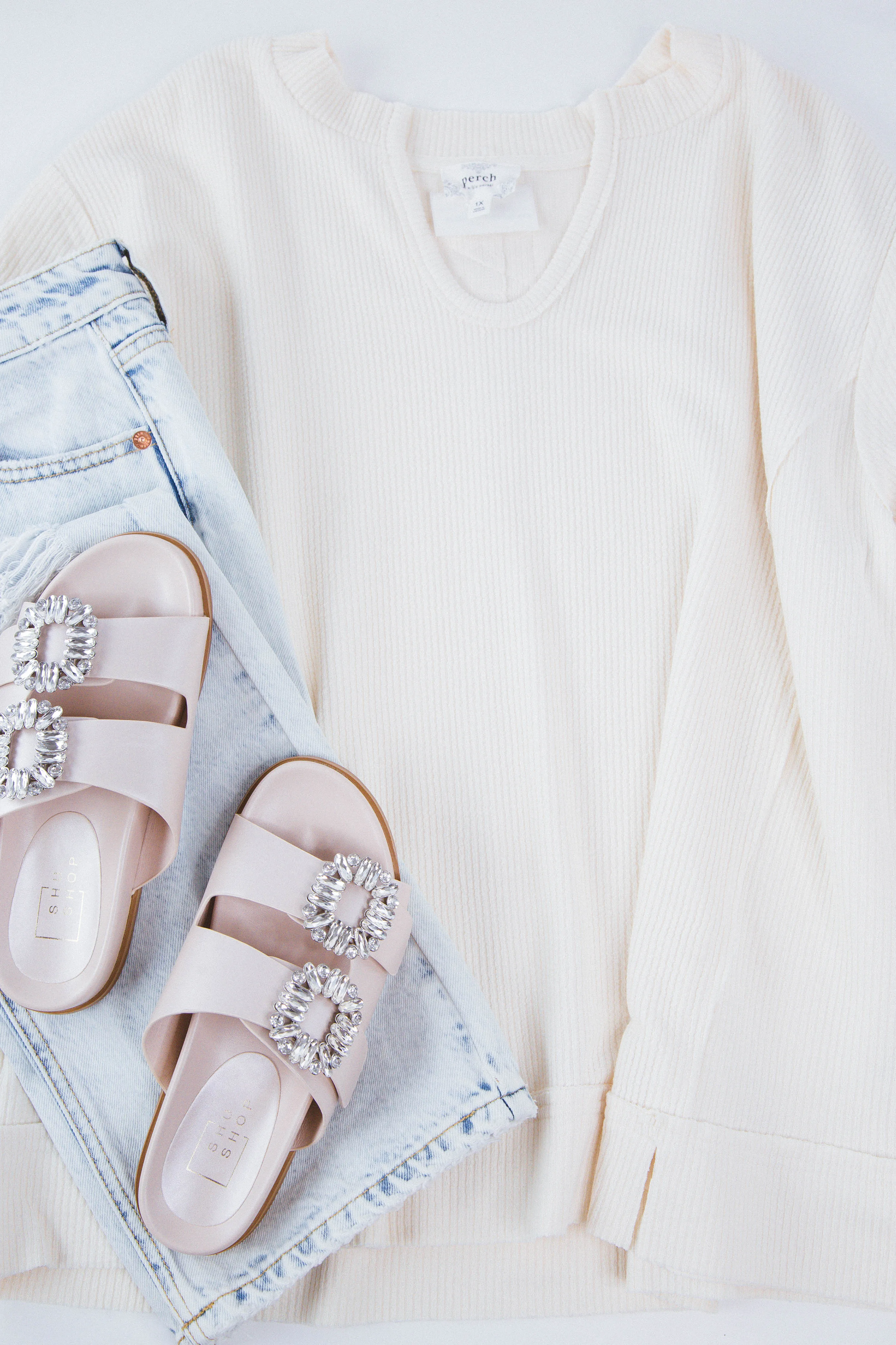 Adele Raw Edge Top, Cream | Plus Size sold by North & Main Clothing Company