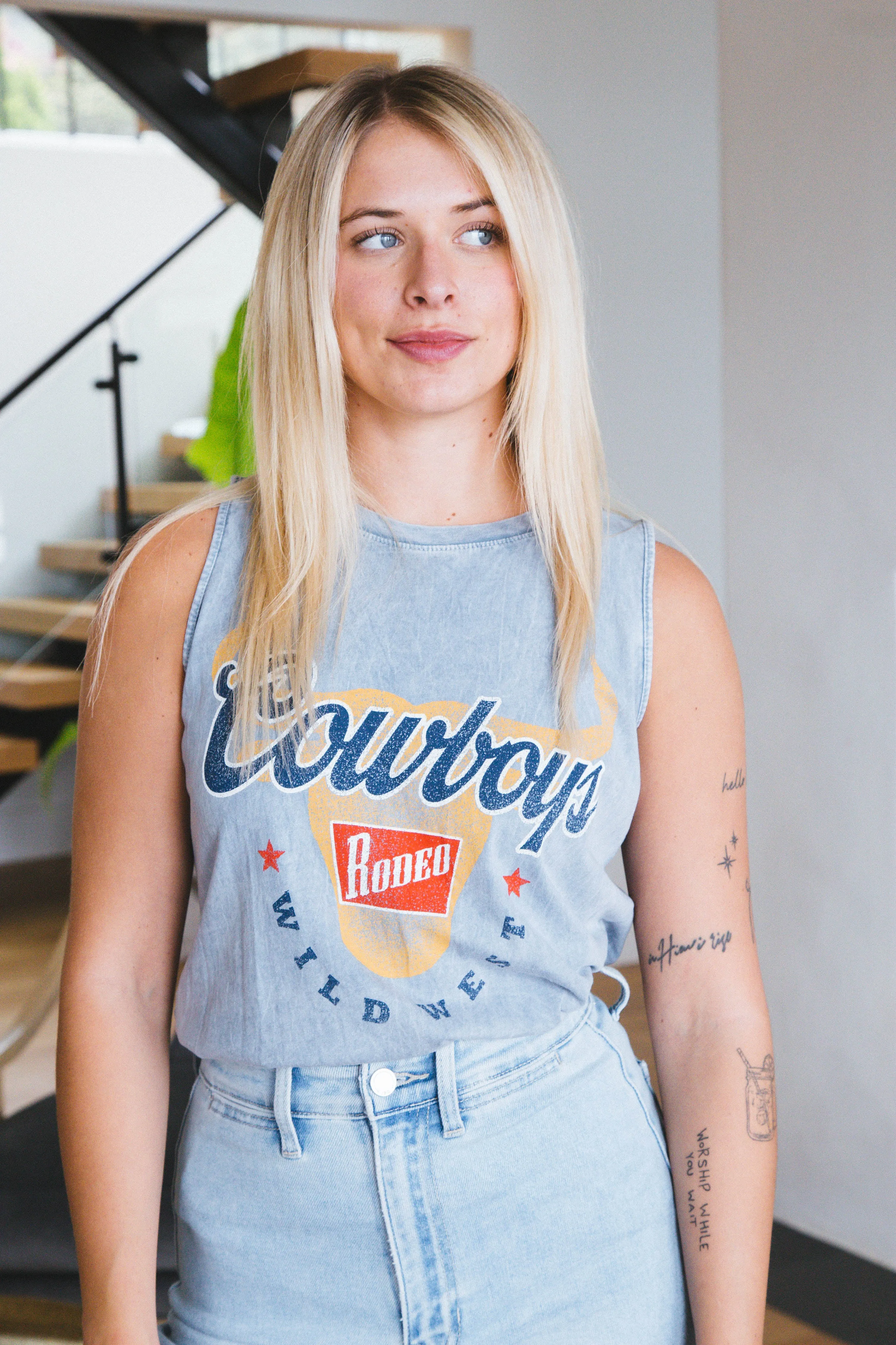 Cowboys Rodeo Graphic Tank, Vintage Blue sold by North & Main Clothing Company product image thumbnail 2