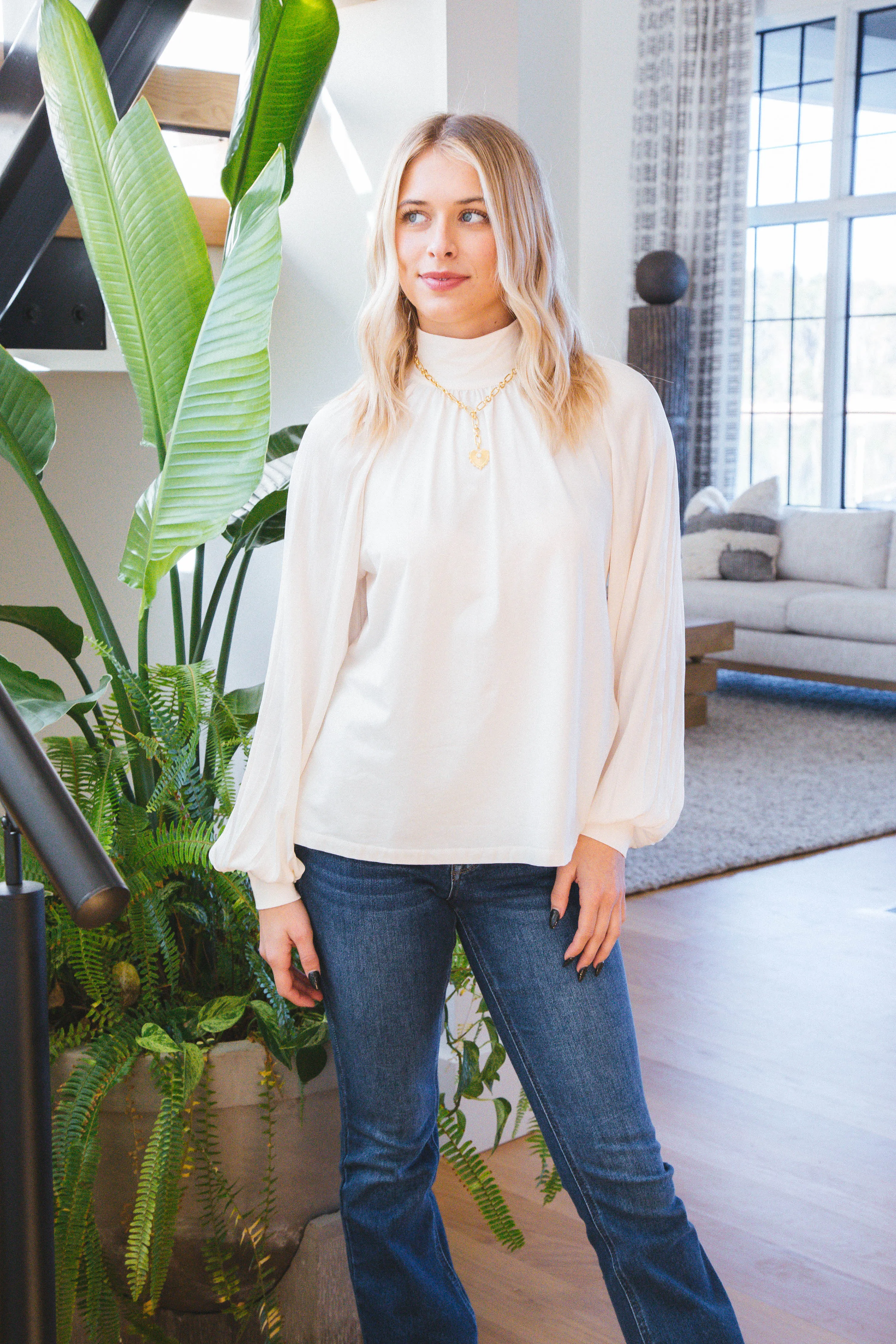 Sateen Mixed Media Top, Milk | Sanctuary sold by North & Main Clothing Company product image thumbnail 3