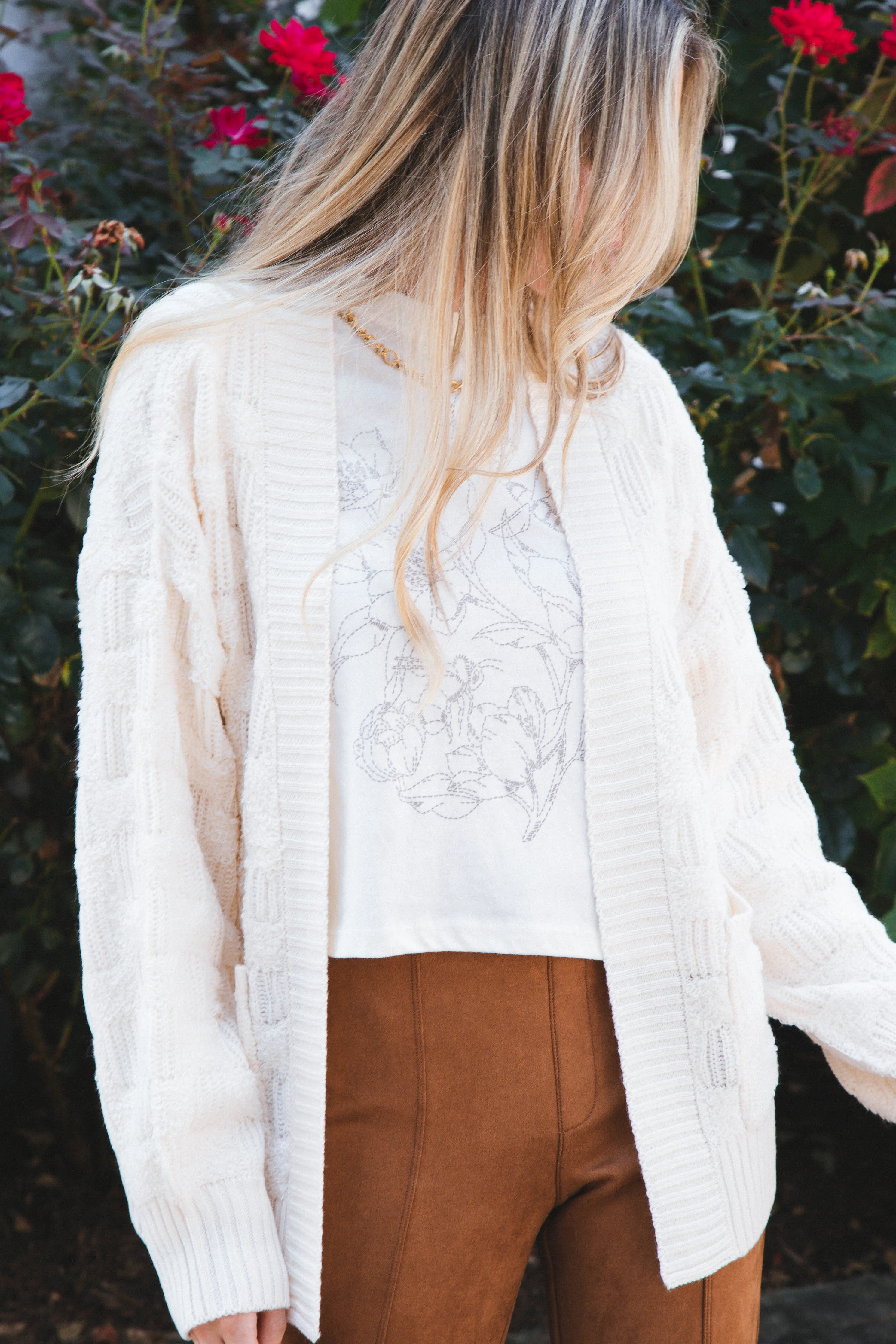 Embroidered Flower Graphic Long Sleeve Tee, Vintage White sold by North & Main Clothing Company product image thumbnail 5