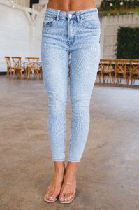 Skye High Rise Crop Skinny Jeans, Fragrant sold by North & Main Clothing Company