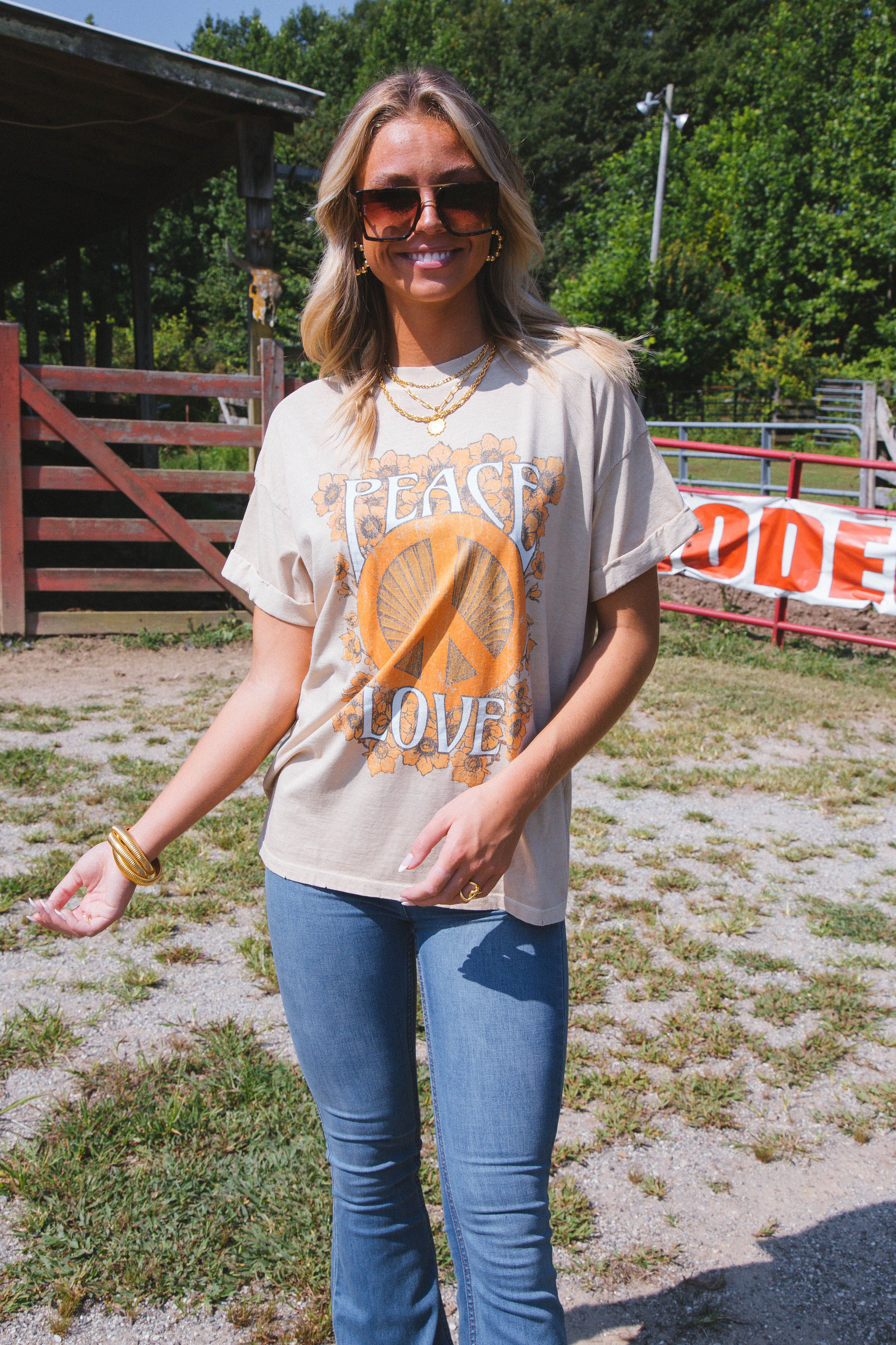 Peace Love Tee, Sand | Girl Dangerous sold by North & Main Clothing Company product image thumbnail 5