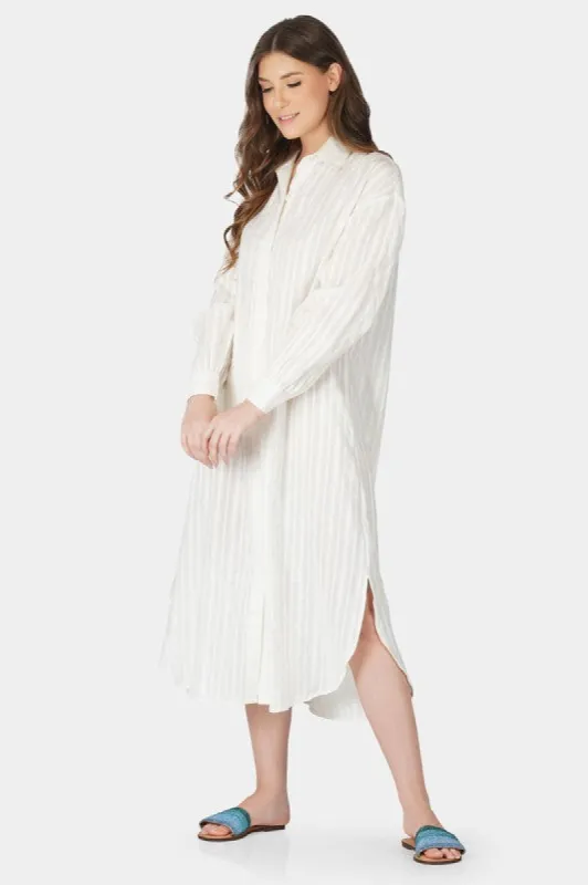 Silver Lining Maxi Dress, White | America & Beyond sold by North & Main Clothing Company