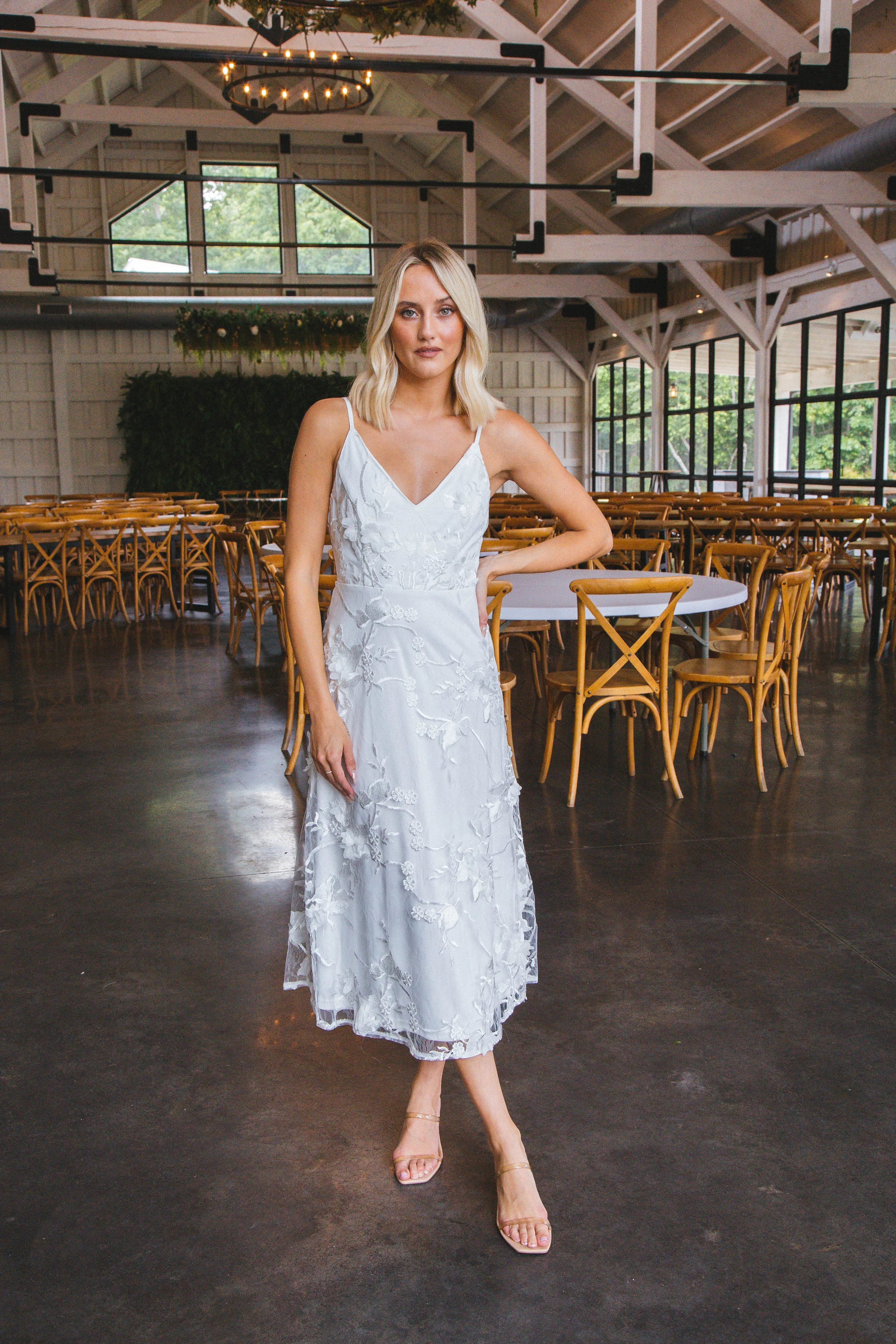 Jada Embroidered Lace Overlay Dress, White sold by North & Main Clothing Company product image thumbnail 5