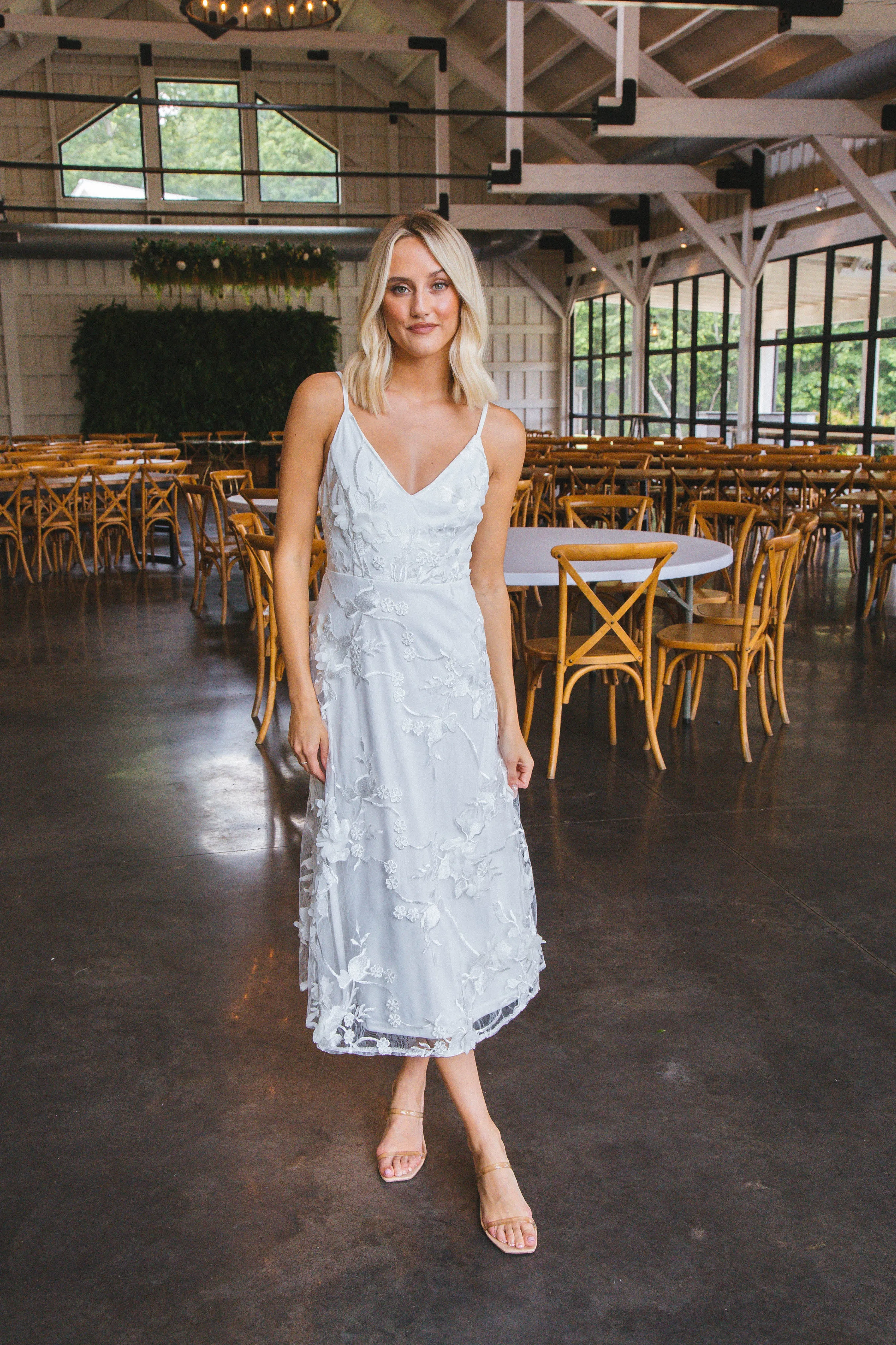 Jada Embroidered Lace Overlay Dress, White sold by North & Main Clothing Company product image thumbnail 4