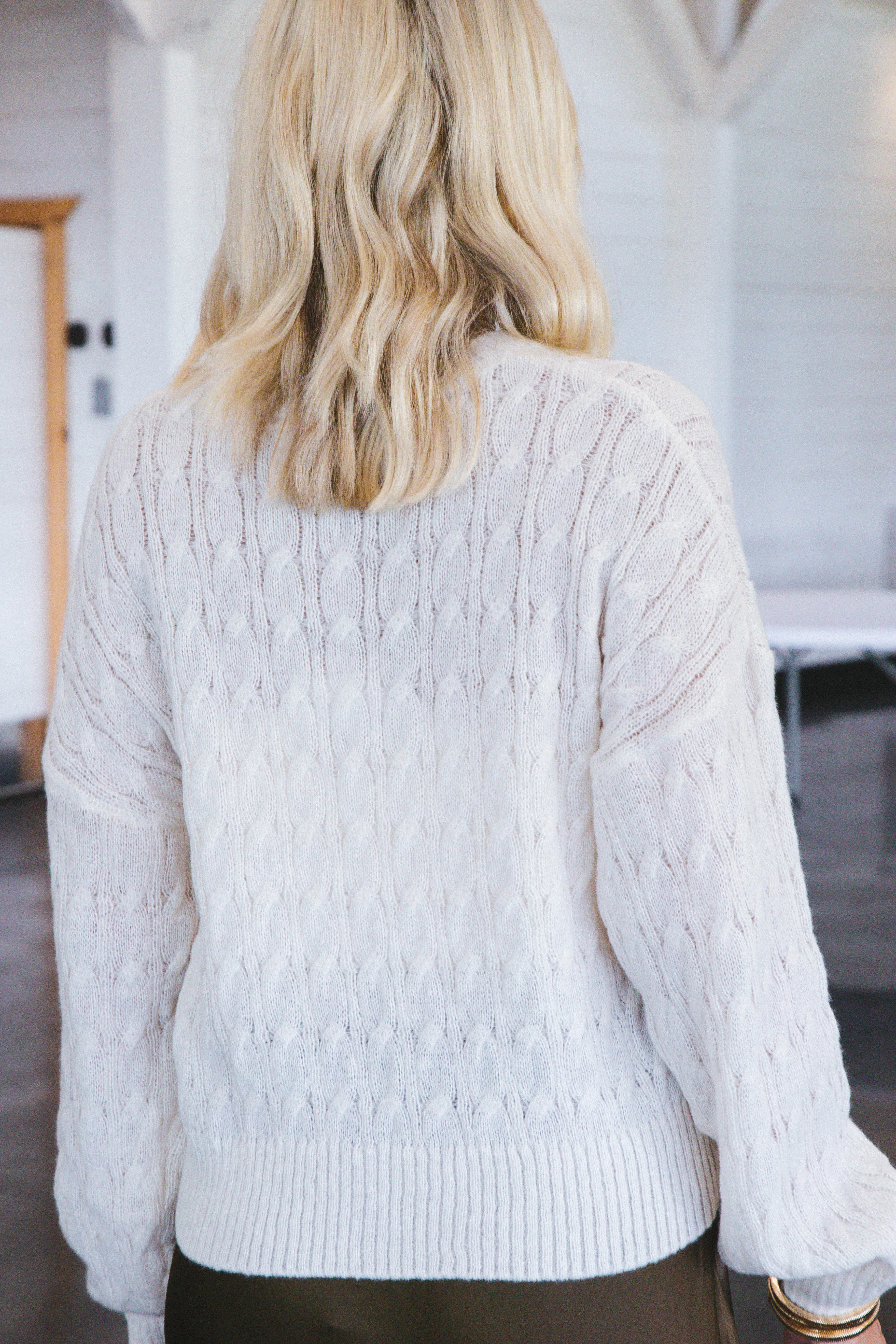 Enya Cable Knit Sweater, Ivory sold by North & Main Clothing Company product image thumbnail 3