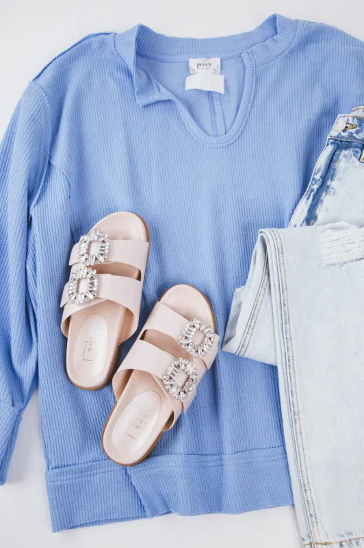 Adele Raw Edge Top, Blue | Plus Size sold by North & Main Clothing Company