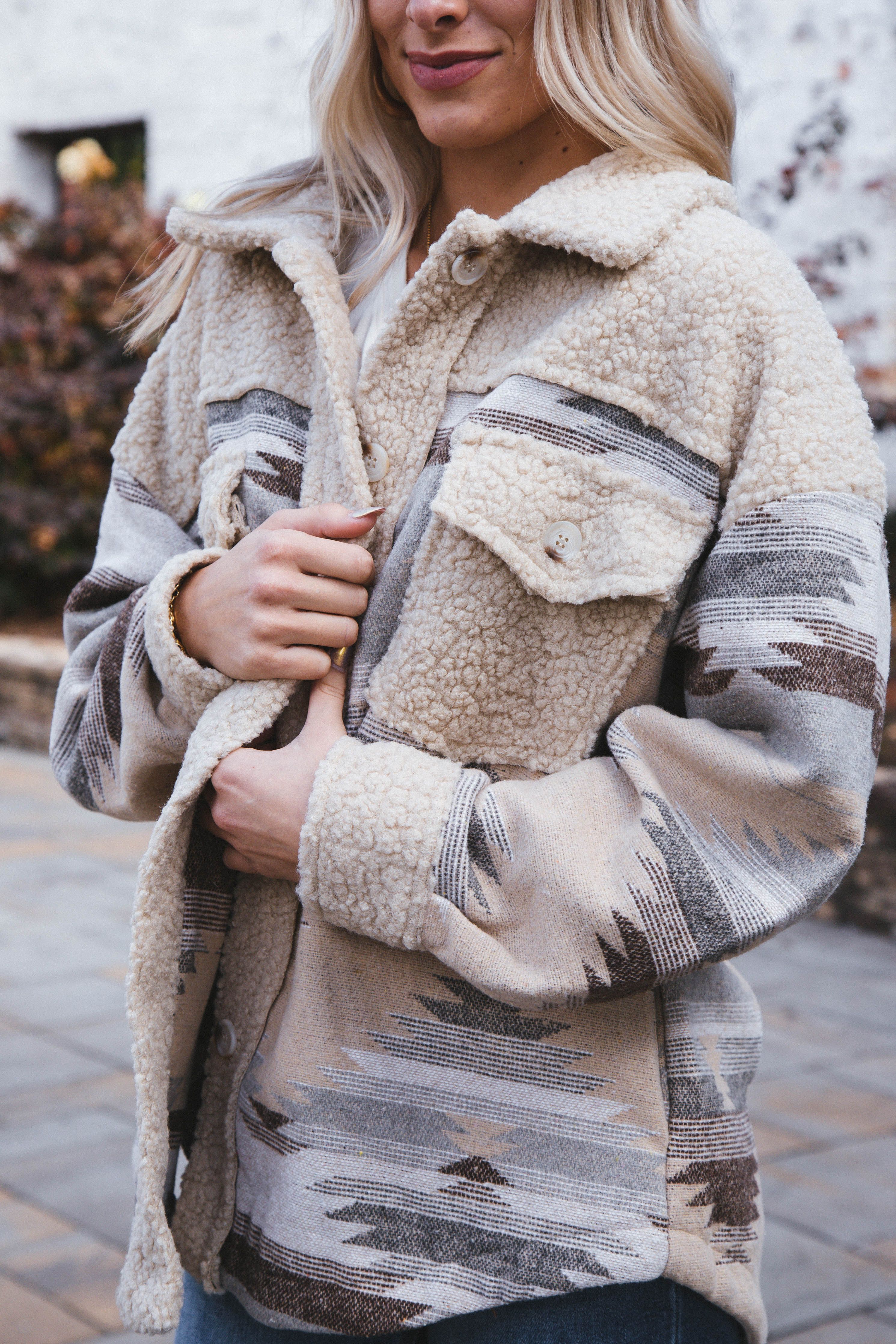 Aztec Sherpa Jacket, Mocha Mix sold by North & Main Clothing Company product image thumbnail 4