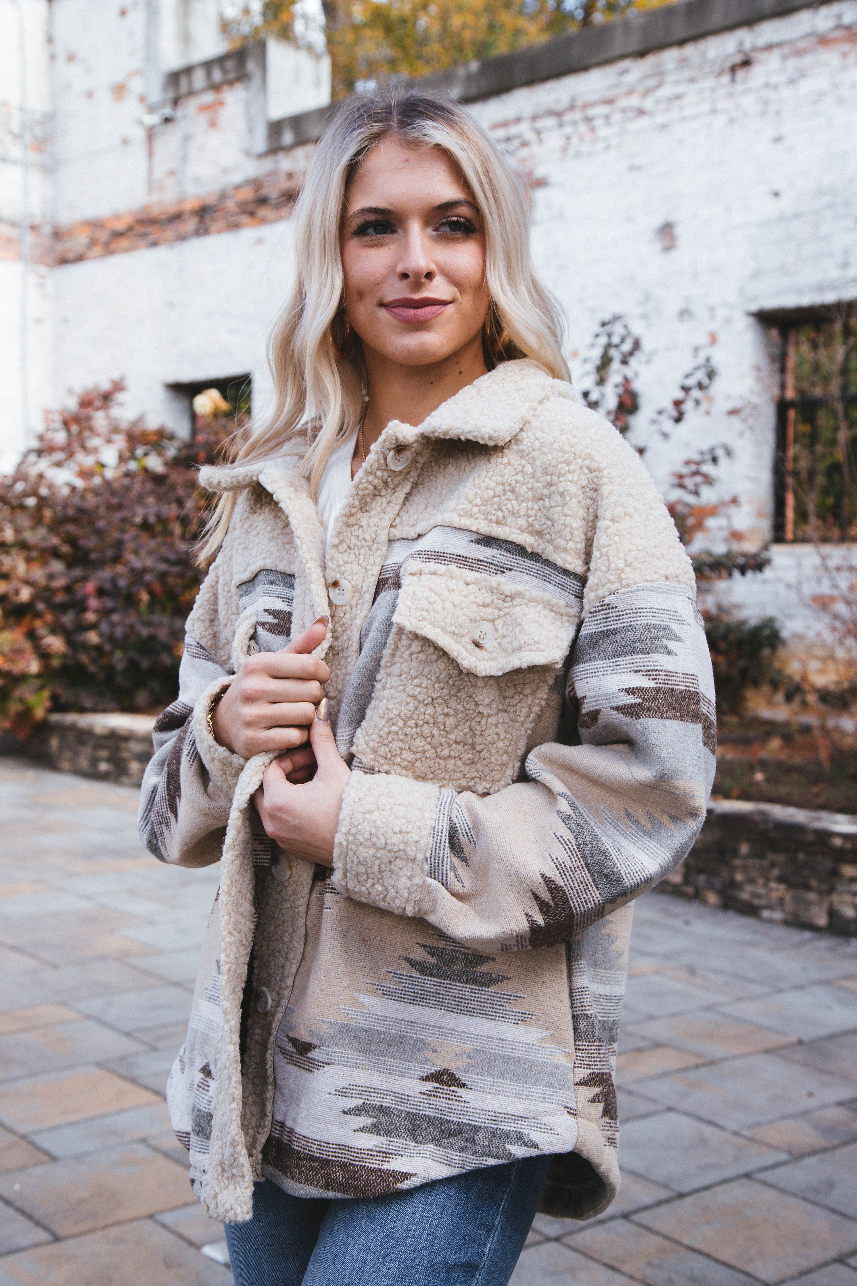Aztec Sherpa Jacket, Mocha Mix sold by North & Main Clothing Company product image thumbnail 2