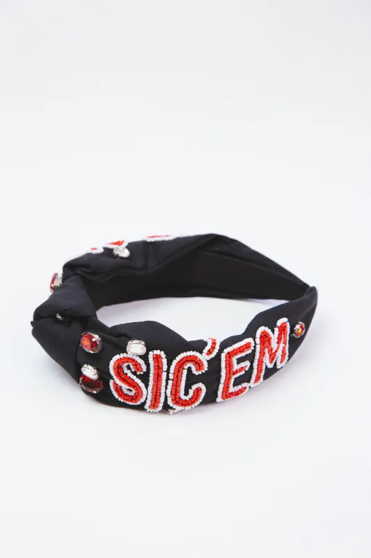 Sic'em UGA headband, Black/Red sold by North & Main Clothing Company