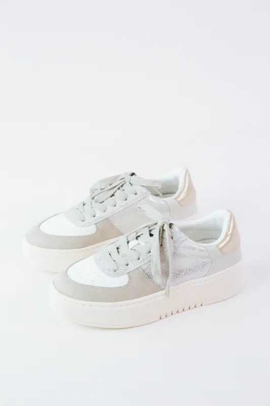Shirley Retro Platform Sneaker, Silver Snake | ShuShop sold by North & Main Clothing Company