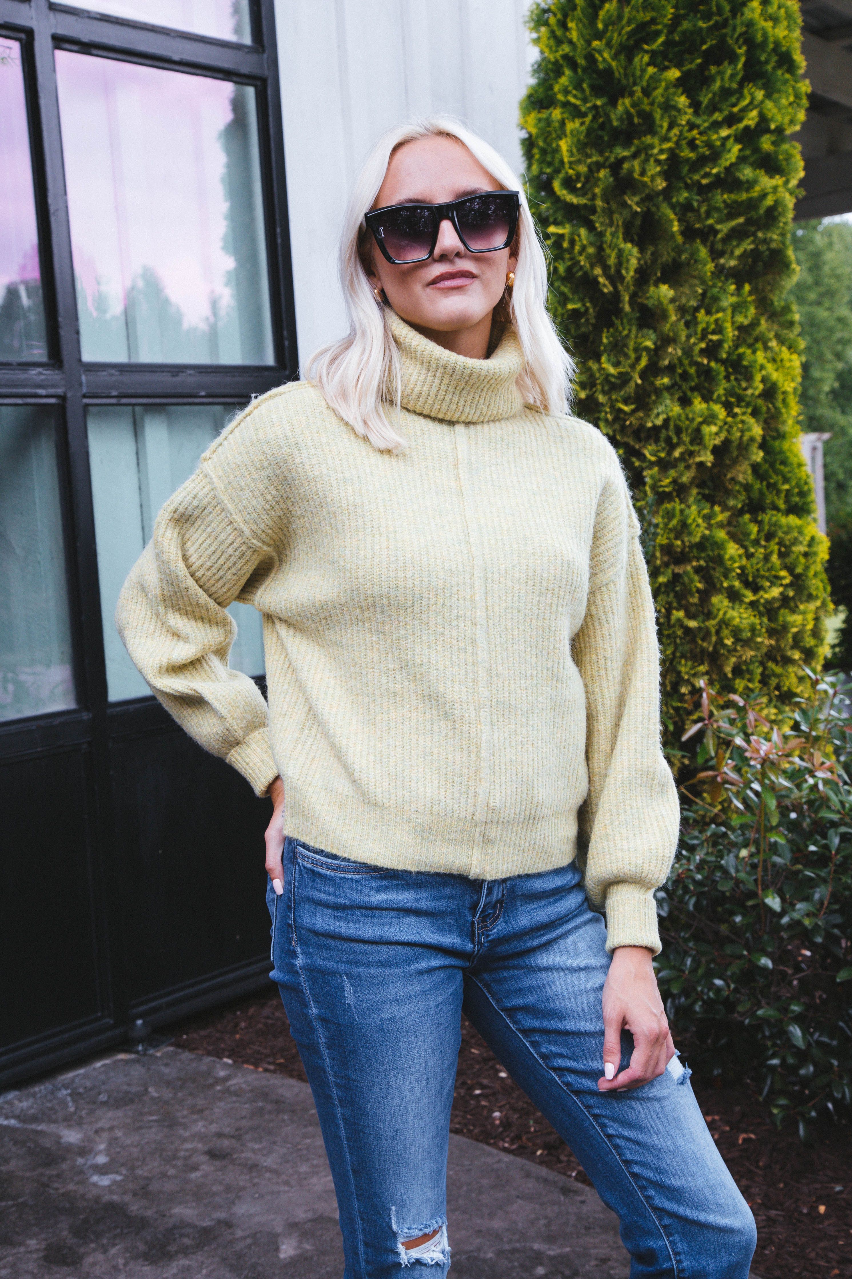 Be True Turtleneck Knit Sweater, Lime sold by North & Main Clothing Company product image thumbnail 5
