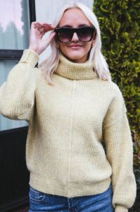 Be True Turtleneck Knit Sweater, Lime sold by North & Main Clothing Company