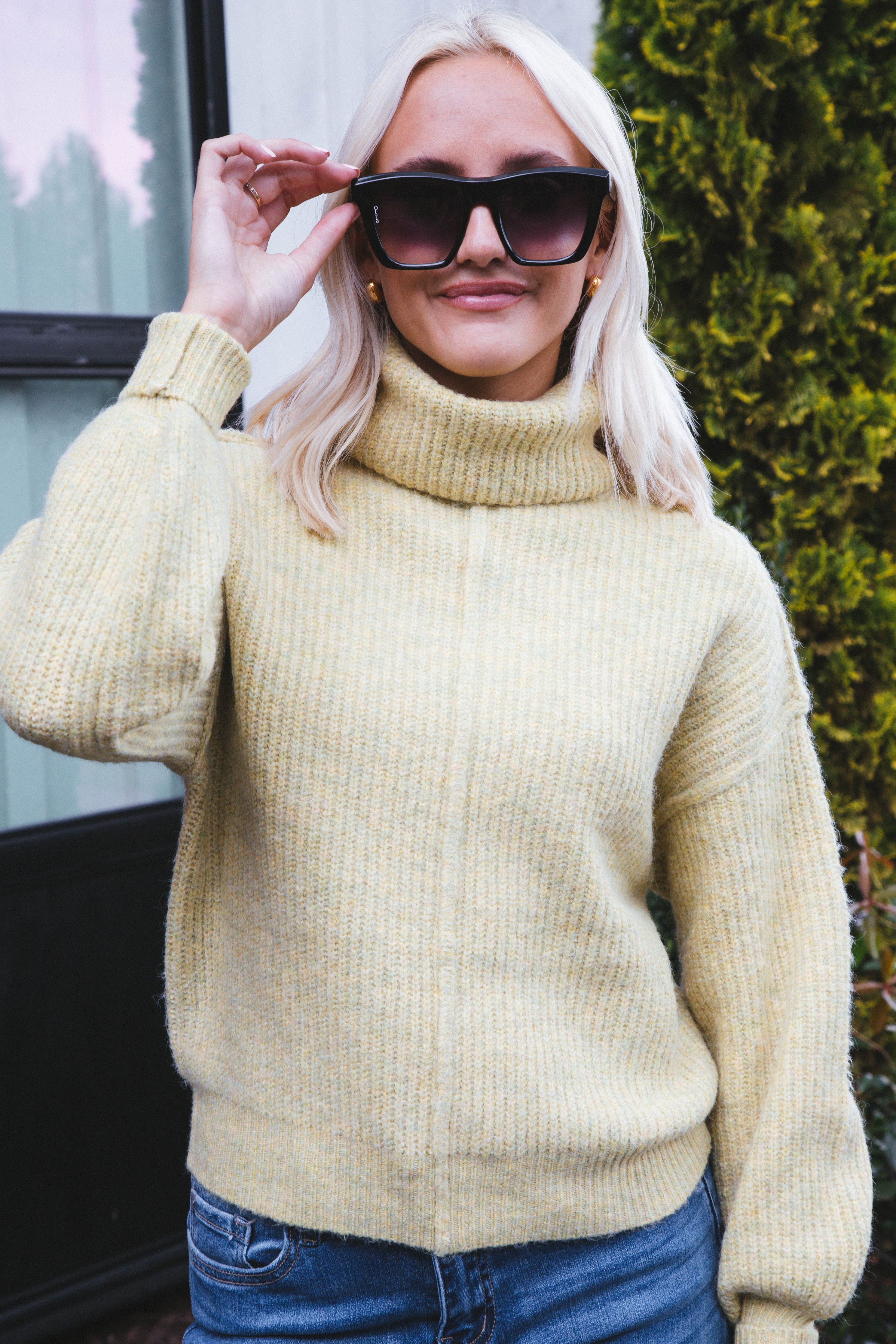 Be True Turtleneck Knit Sweater, Lime sold by North & Main Clothing Company product image thumbnail 4