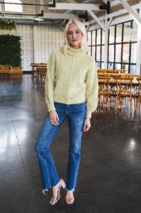 Be True Turtleneck Knit Sweater, Lime sold by North & Main Clothing Company