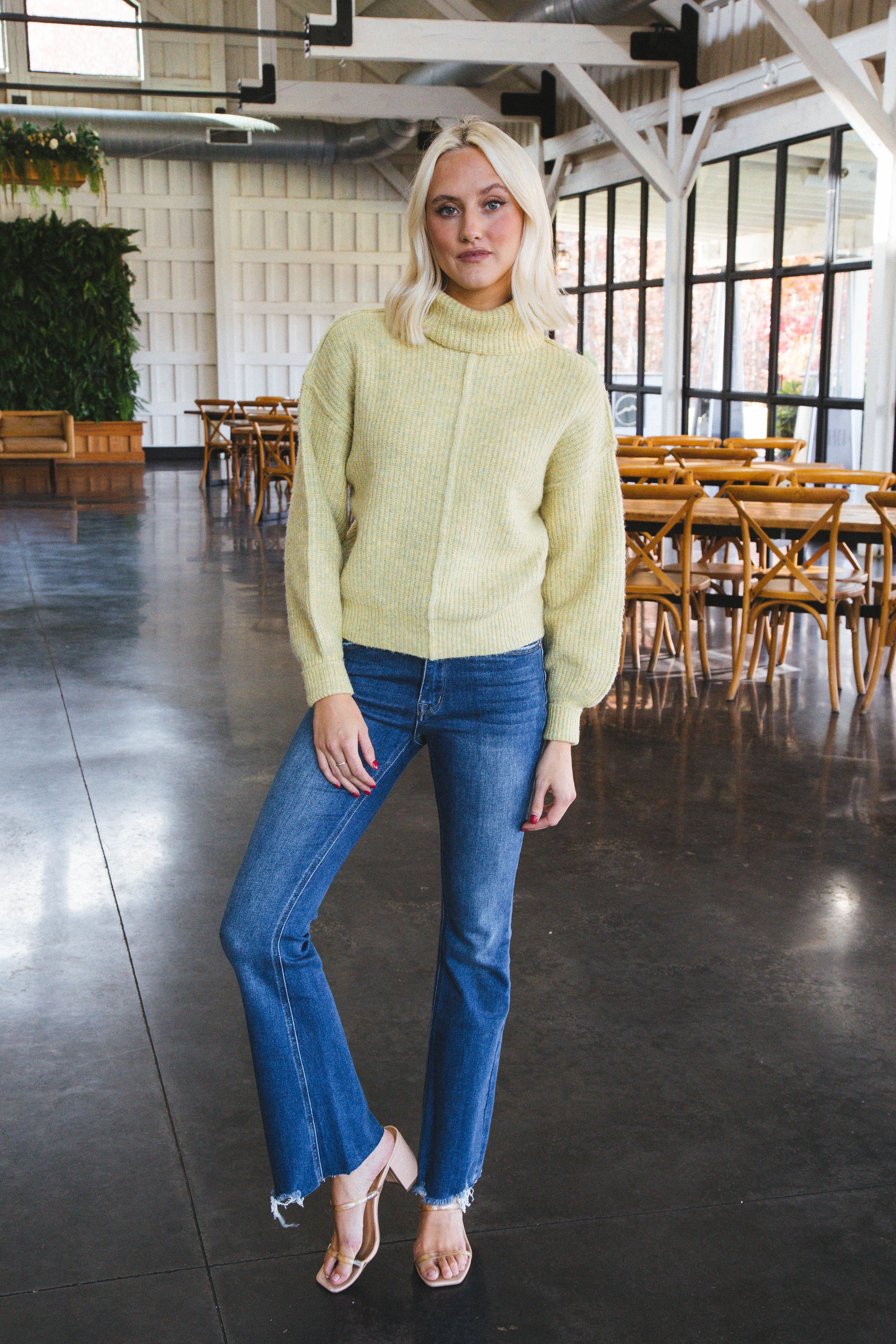 Be True Turtleneck Knit Sweater, Lime sold by North & Main Clothing Company product image thumbnail 3