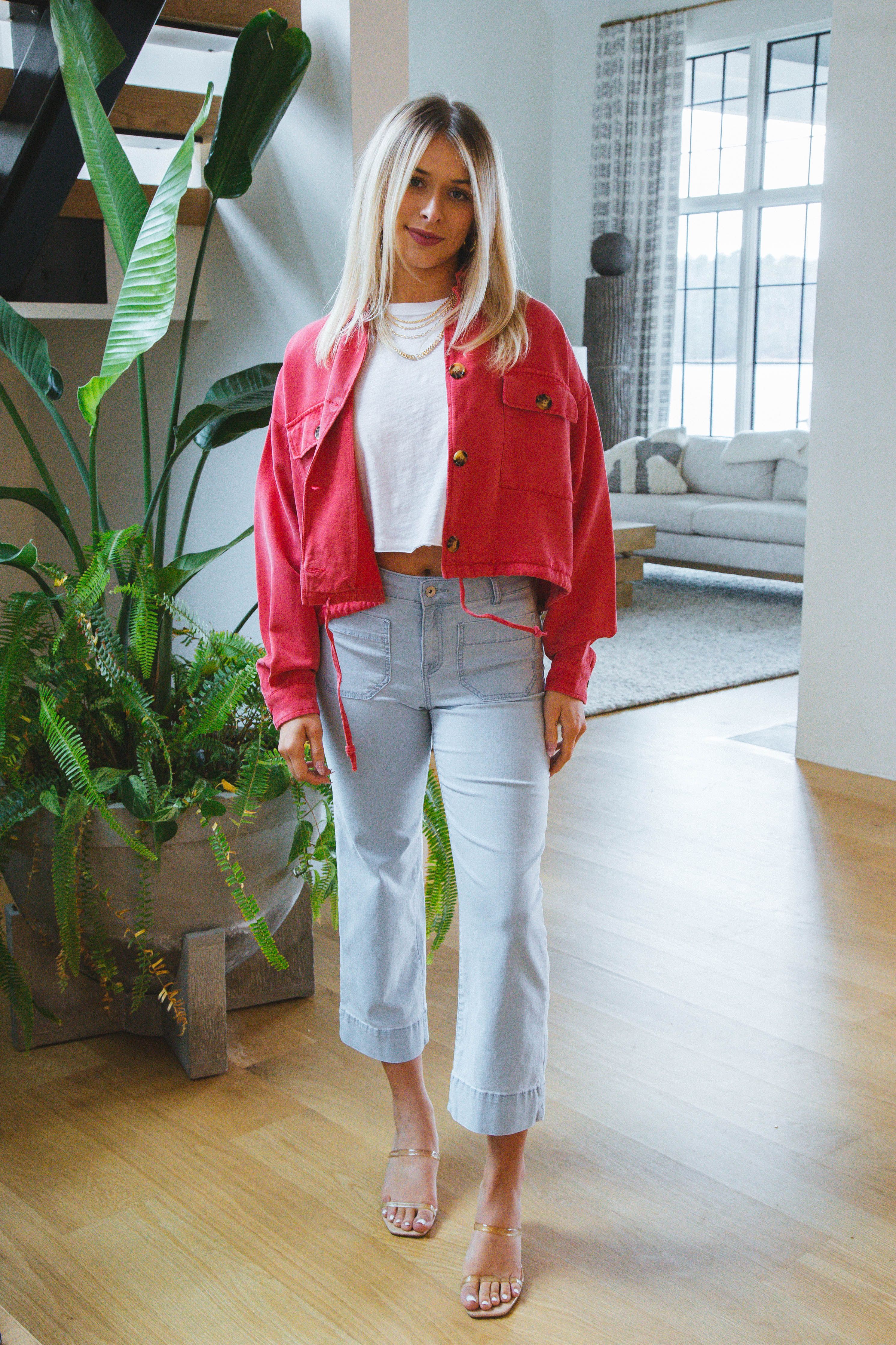 Elvera Drawstring Waist Jacket, Ruby | Velvet Heart sold by North & Main Clothing Company product image thumbnail 2