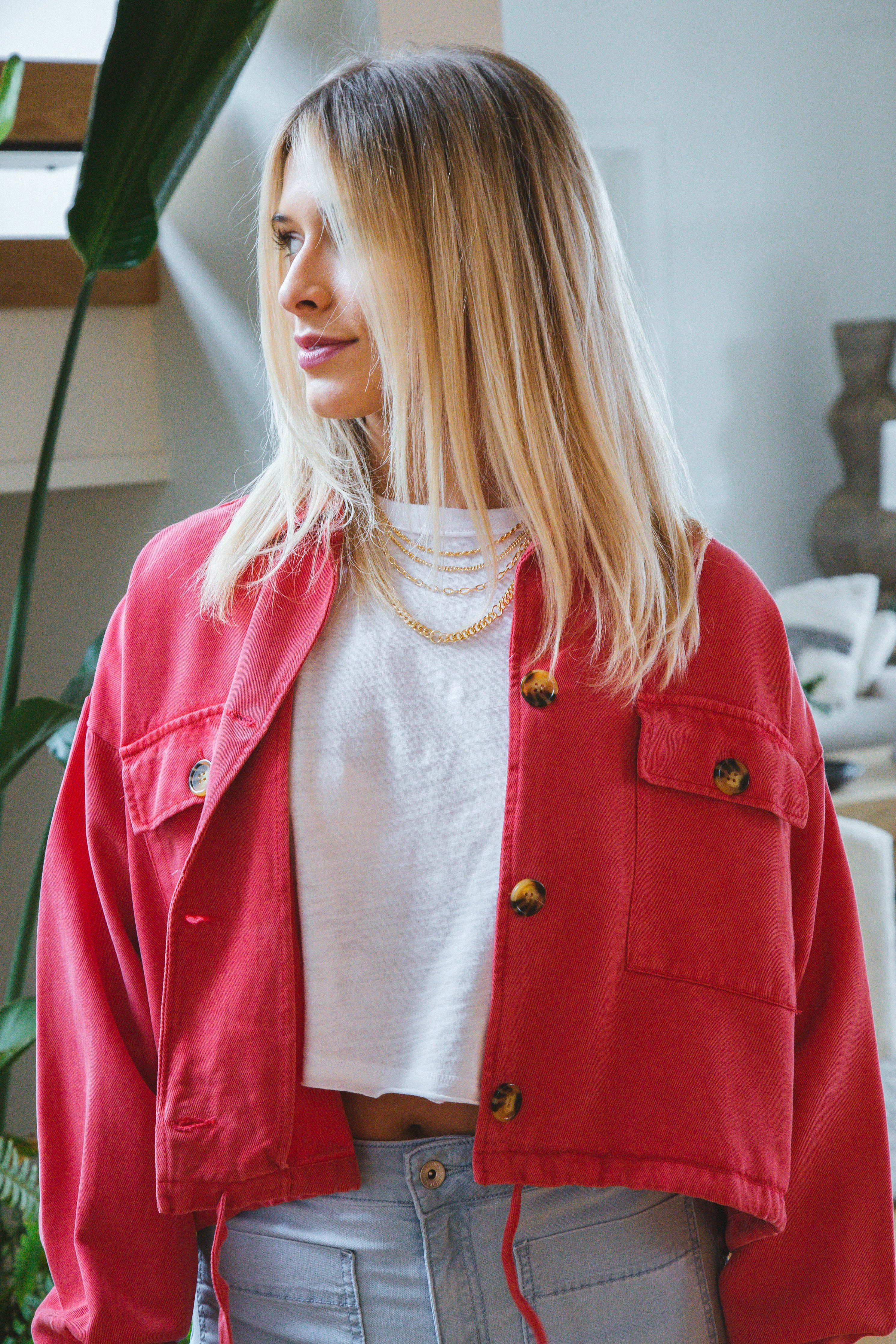 Elvera Drawstring Waist Jacket, Ruby | Velvet Heart sold by North & Main Clothing Company product image thumbnail 3