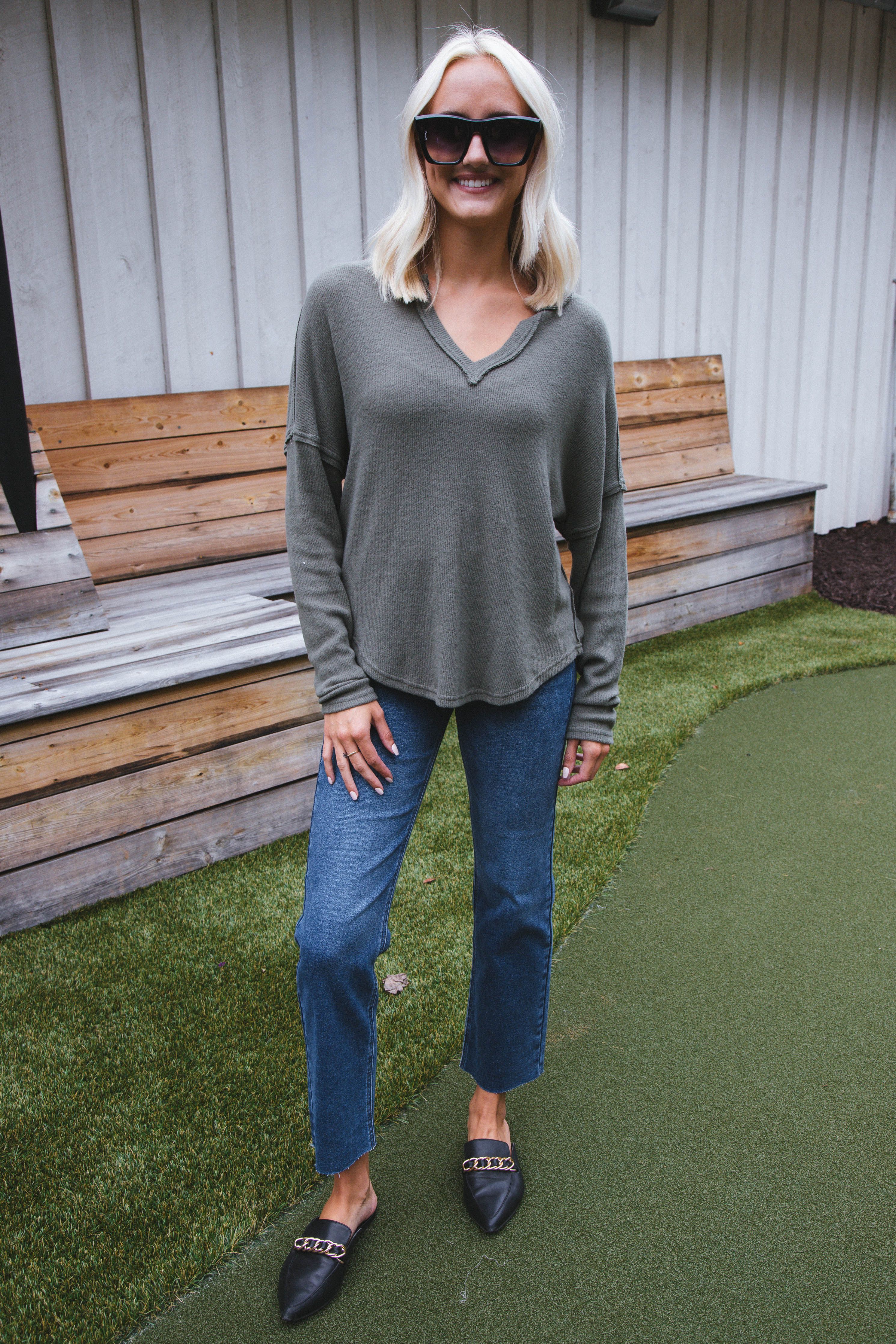 Ania Knit Top, Dark Olive sold by North & Main Clothing Company product image thumbnail 2