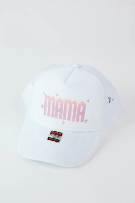 Mama Trucker Hat, White sold by North & Main Clothing Company