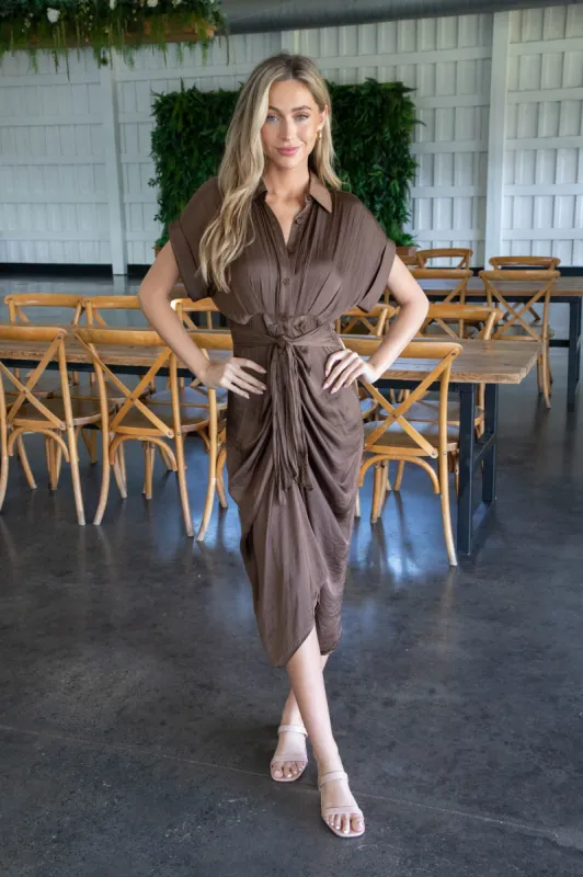 Tori Dress, Cocoa | Steve Madden sold by North & Main Clothing Company