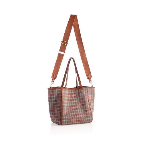 Vale Large Plaid Tote, Brown/Grey/Pink sold by North & Main Clothing Company product image thumbnail 4