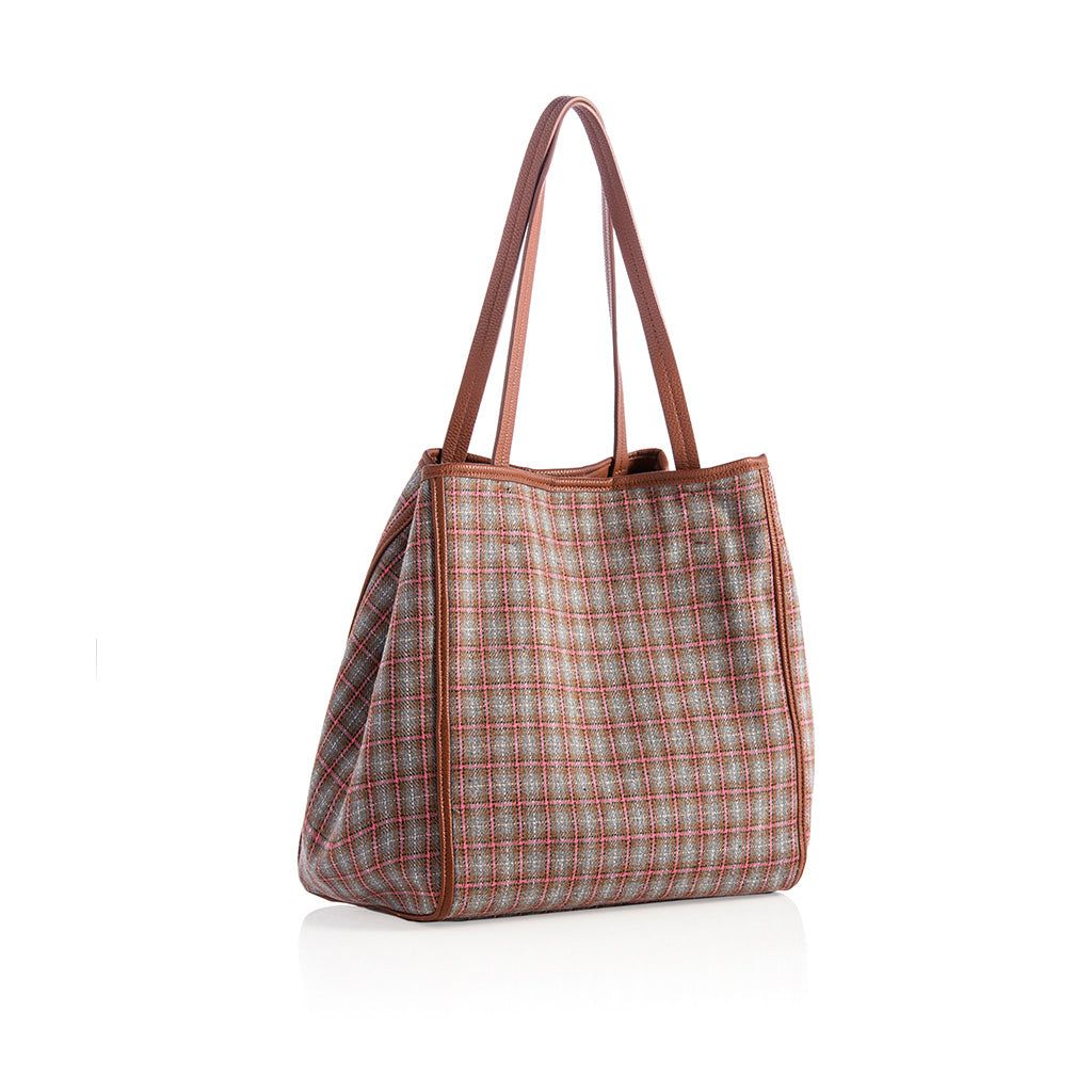 Vale Large Plaid Tote, Brown/Grey/Pink sold by North & Main Clothing Company product image thumbnail 3