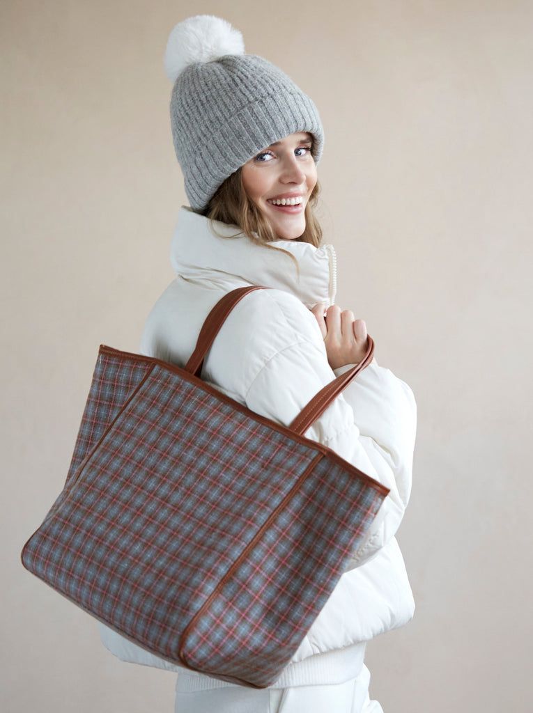 Vale Large Plaid Tote, Brown/Grey/Pink sold by North & Main Clothing Company product image thumbnail 2
