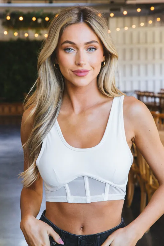 Callie Bustier Active Top, Off White sold by North & Main Clothing Company
