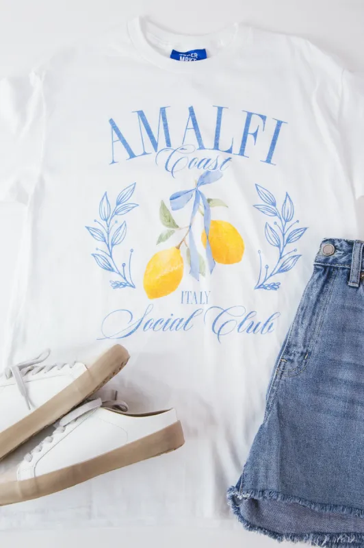 Amalfi Coast Social Club Graphic Tee, White sold by North & Main Clothing Company