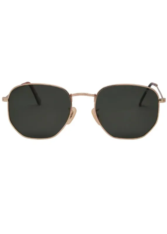 Penn Wire Rimmed Polarized Lens Sunglasses, Gold/Green | I-SEA sold by North & Main Clothing Company