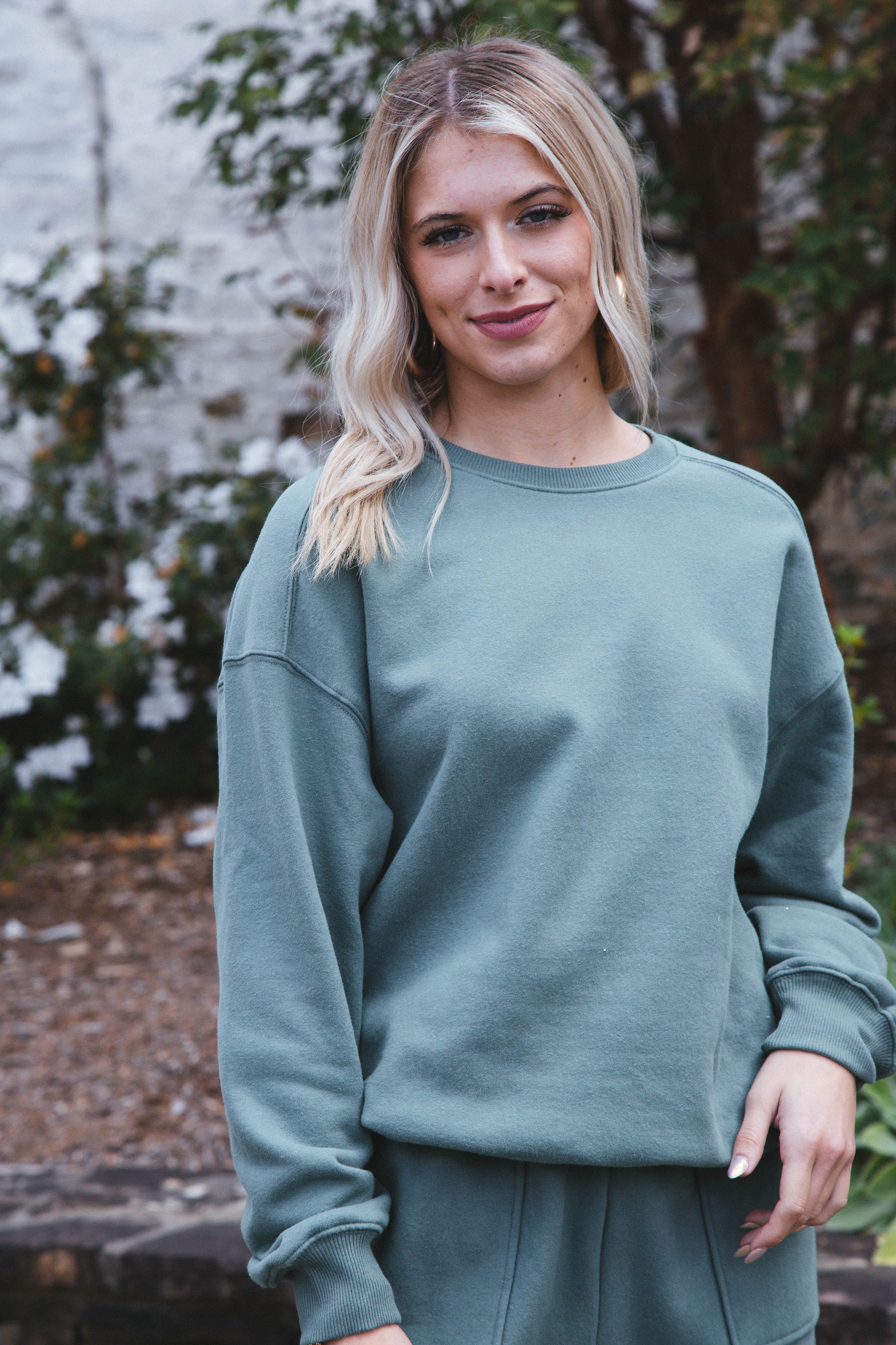 Bruno Drop Shoulder Sweatshirt, Gray Green sold by North & Main Clothing Company