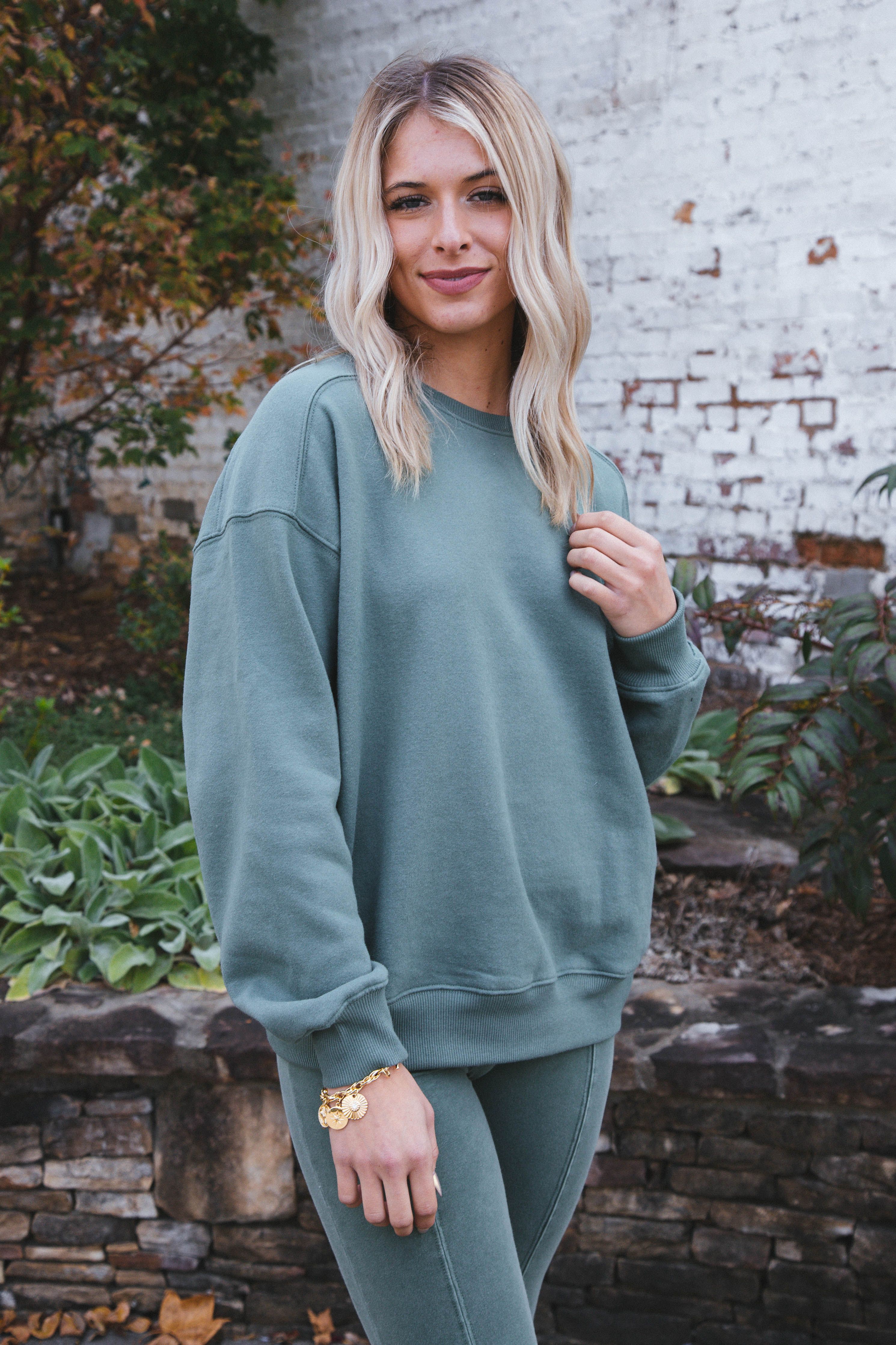 Bruno Drop Shoulder Sweatshirt, Gray Green sold by North & Main Clothing Company product image thumbnail 5