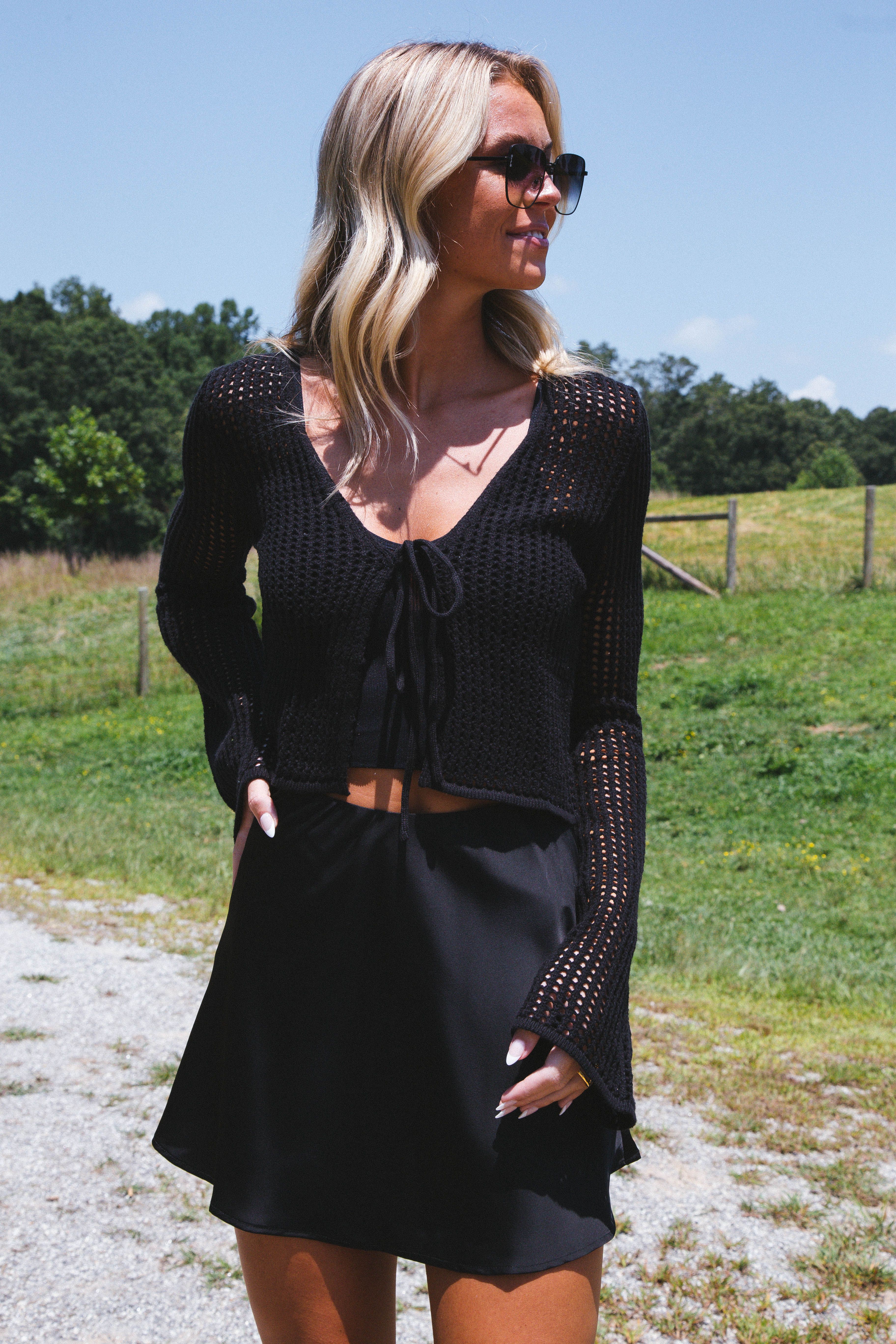 Sincerely Me Crochet Cardigan, Black sold by North & Main Clothing Company product image thumbnail 5