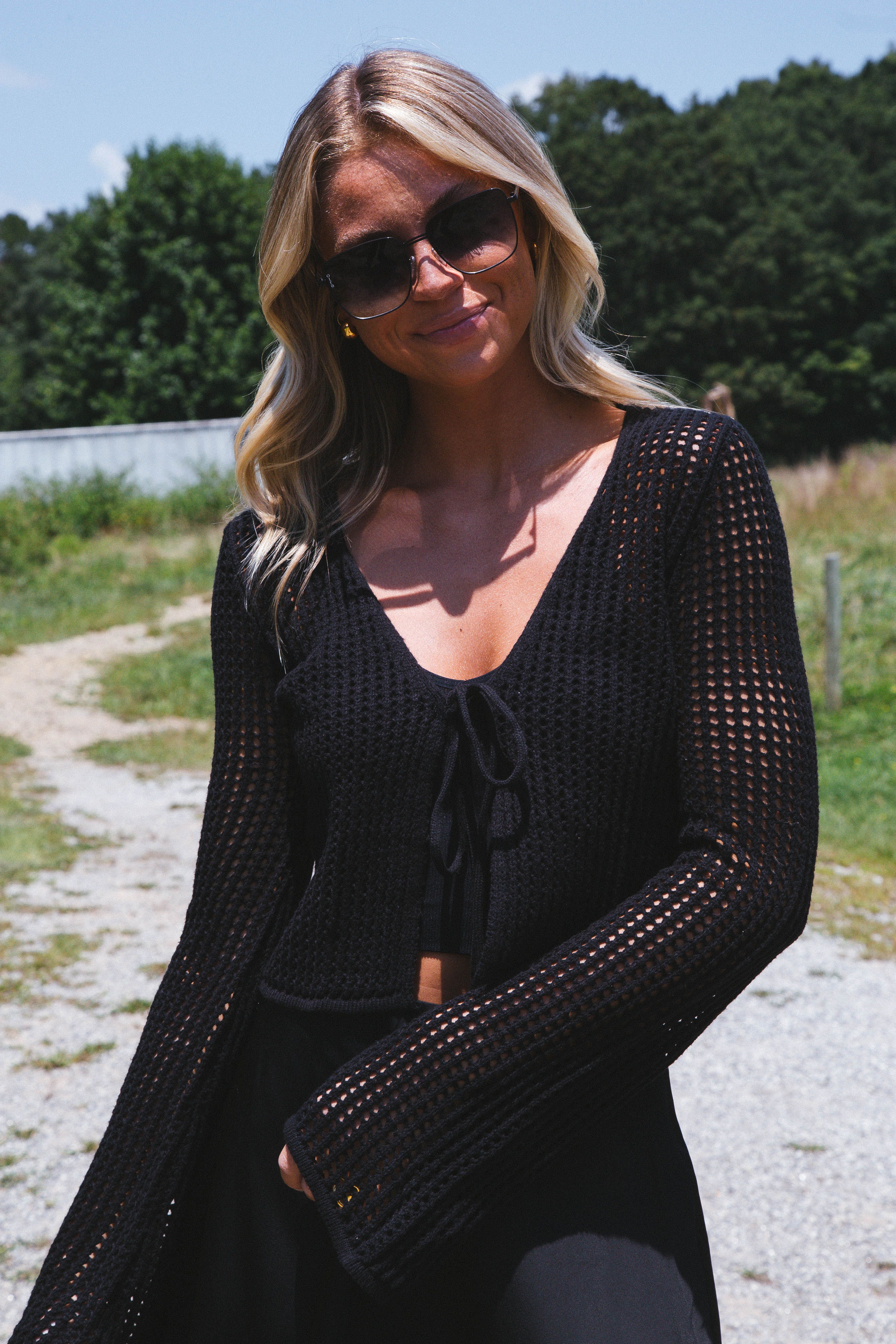 Sincerely Me Crochet Cardigan, Black sold by North & Main Clothing Company product image thumbnail 2