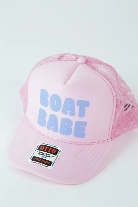 Boat Babe Trucker Hat, Pink sold by North & Main Clothing Company