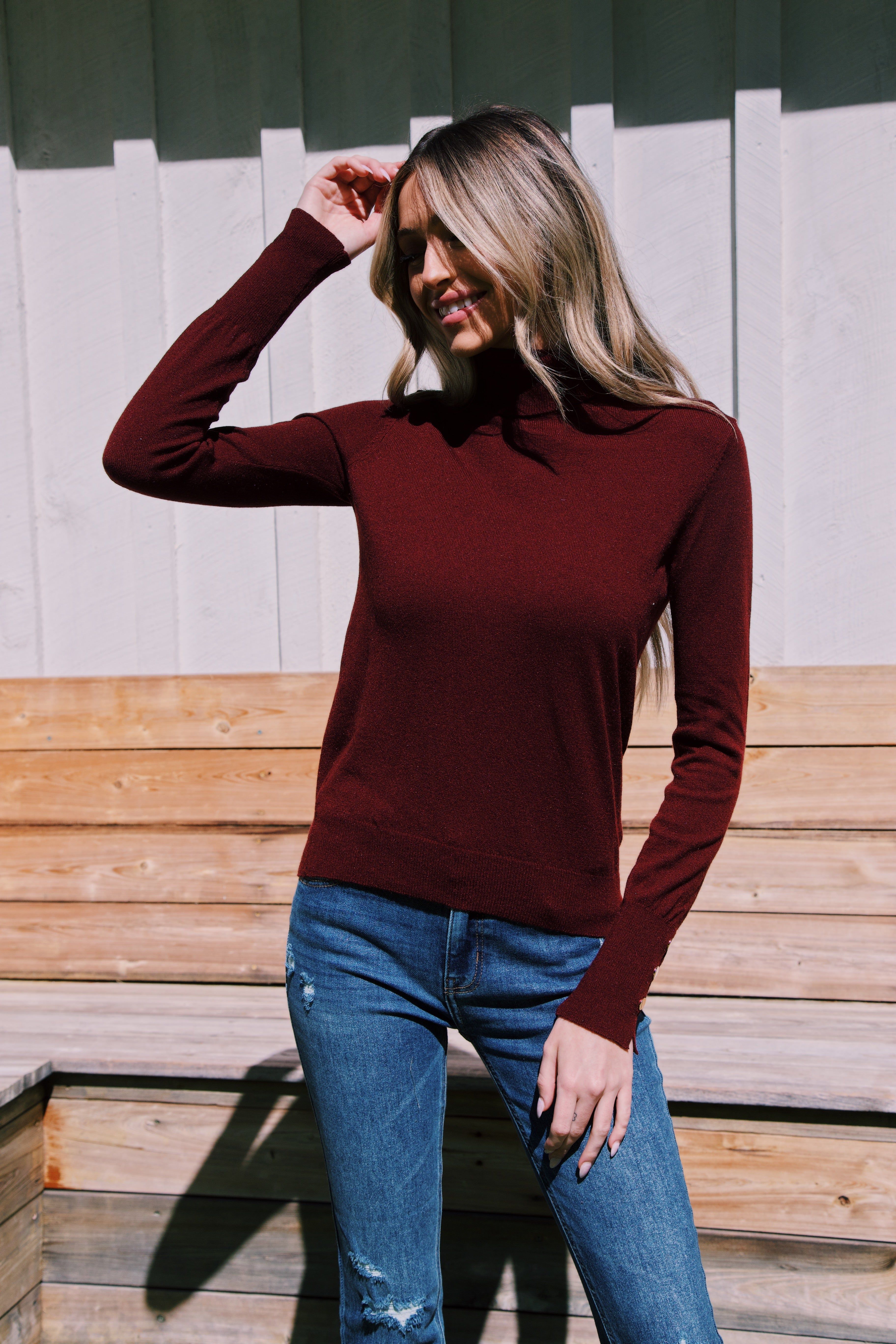 Nalah Turtleneck Sweater, Cherry Stone sold by North & Main Clothing Company product image thumbnail 5