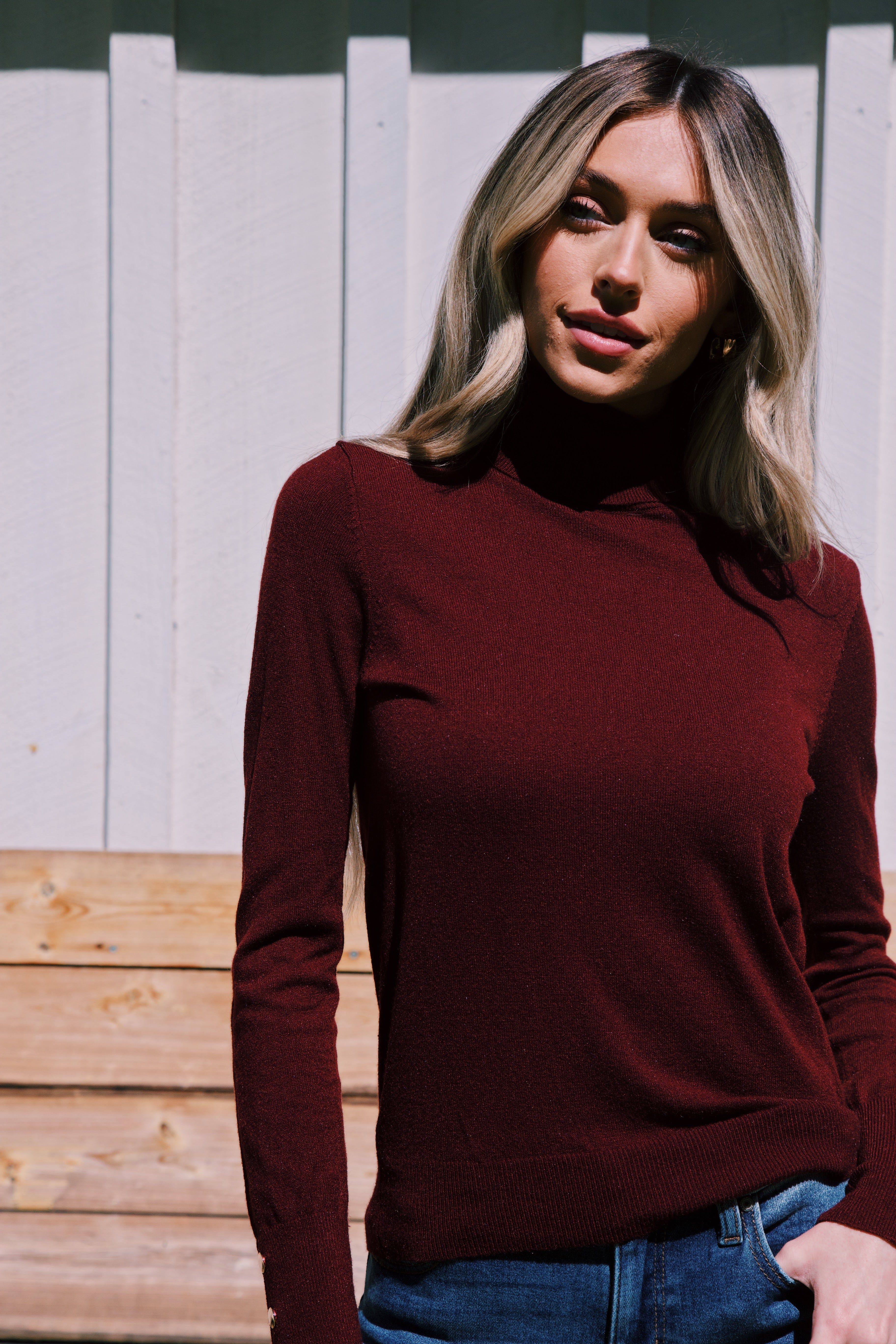 Nalah Turtleneck Sweater, Cherry Stone sold by North & Main Clothing Company product image thumbnail 2