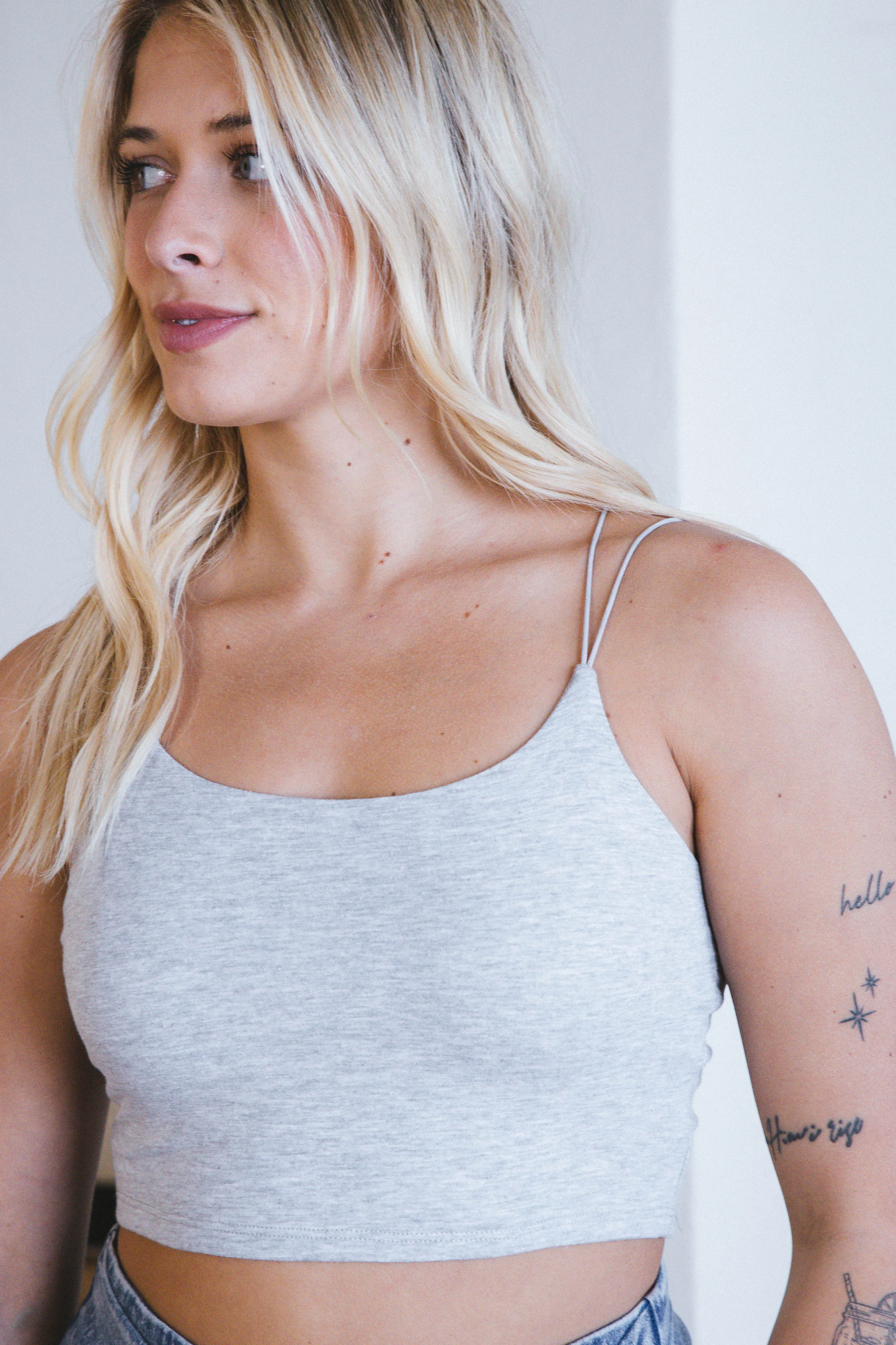Sarah Cami Crop Top, Light Grey sold by North & Main Clothing Company product image thumbnail 2