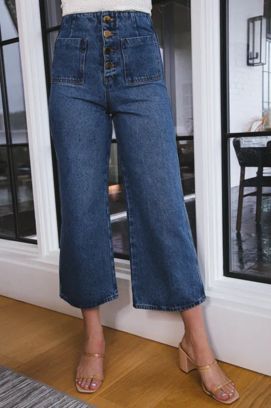 Clarissa High Rise Wide Leg Jeans, Dark Wash sold by North & Main Clothing Company