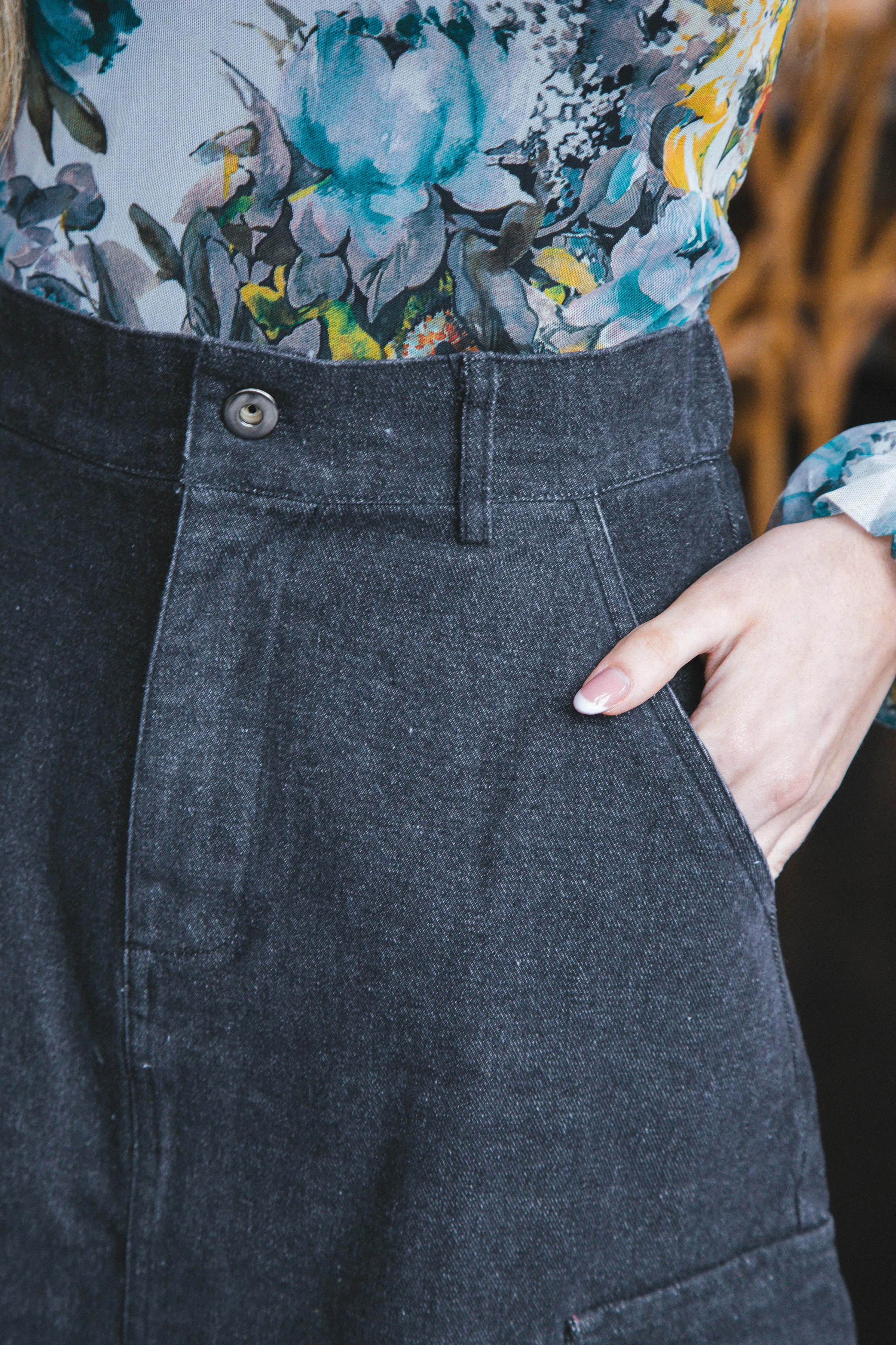 Chloe Denim Cargo Maxi Skirt, Black sold by North & Main Clothing Company product image thumbnail 4