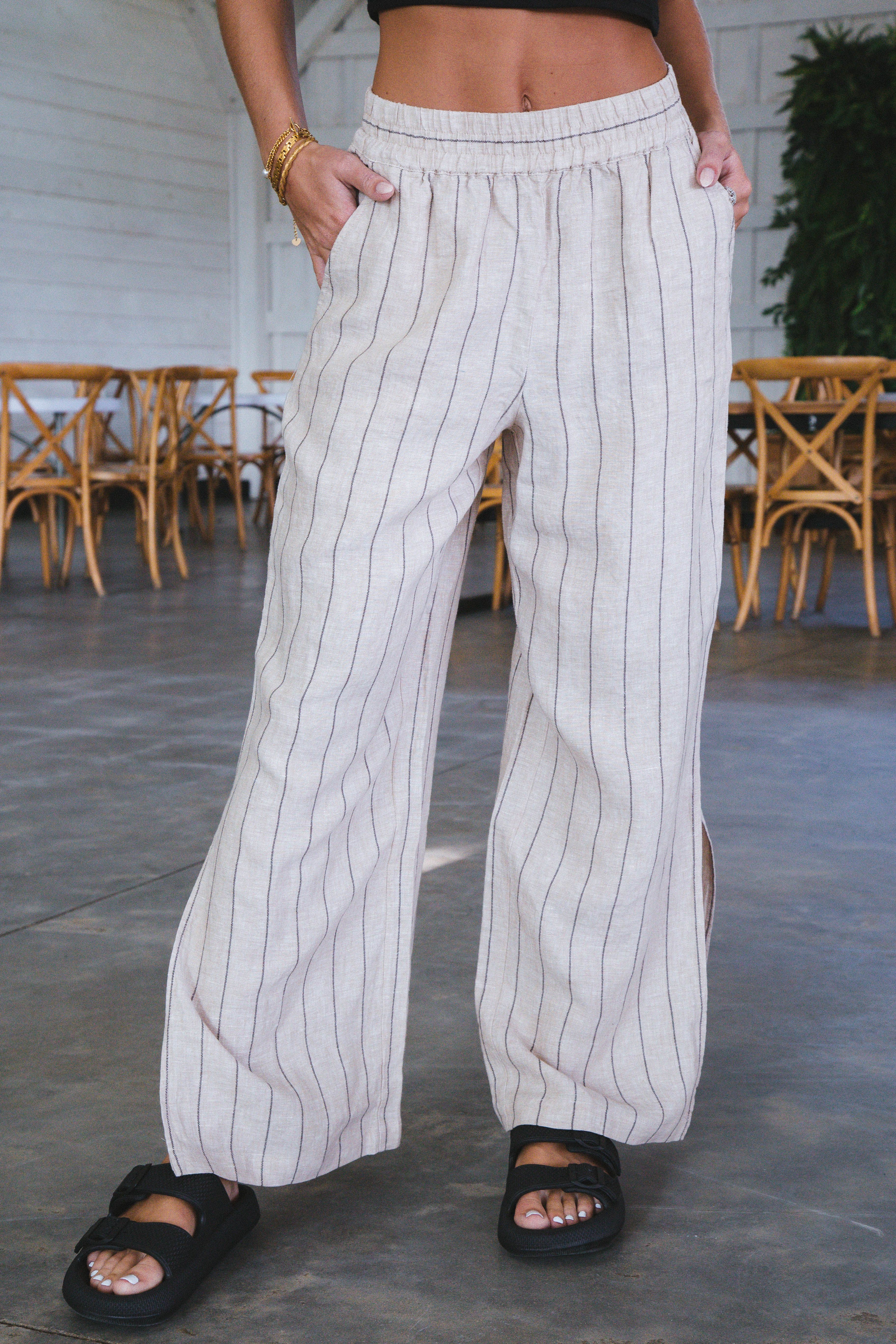 Selina Side Slit Wide Leg Pant, Artisan Stripe | Sanctuary sold by North & Main Clothing Company product image thumbnail 6