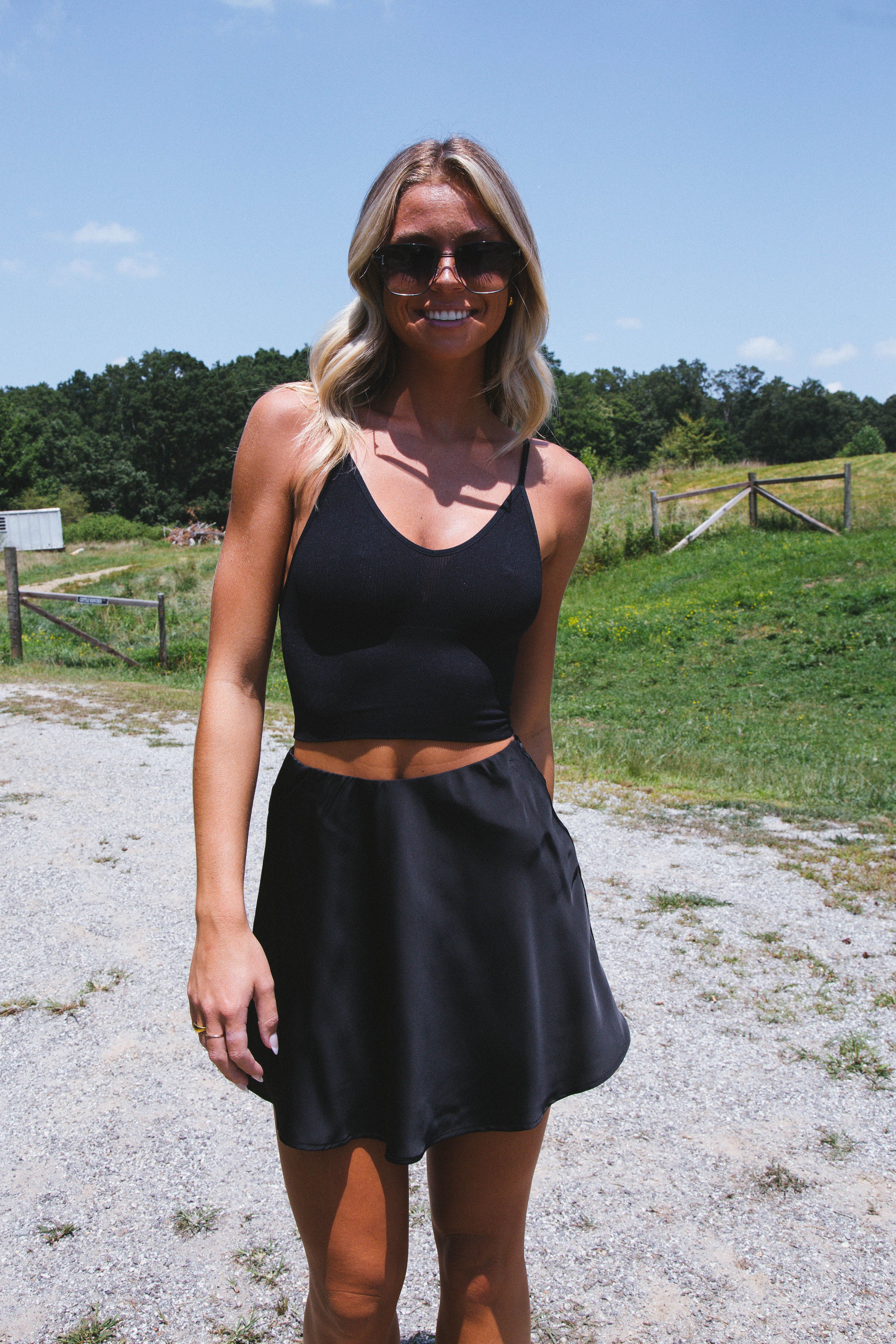 Eva Ribbed Cropped Cami, Black sold by North & Main Clothing Company product image thumbnail 4