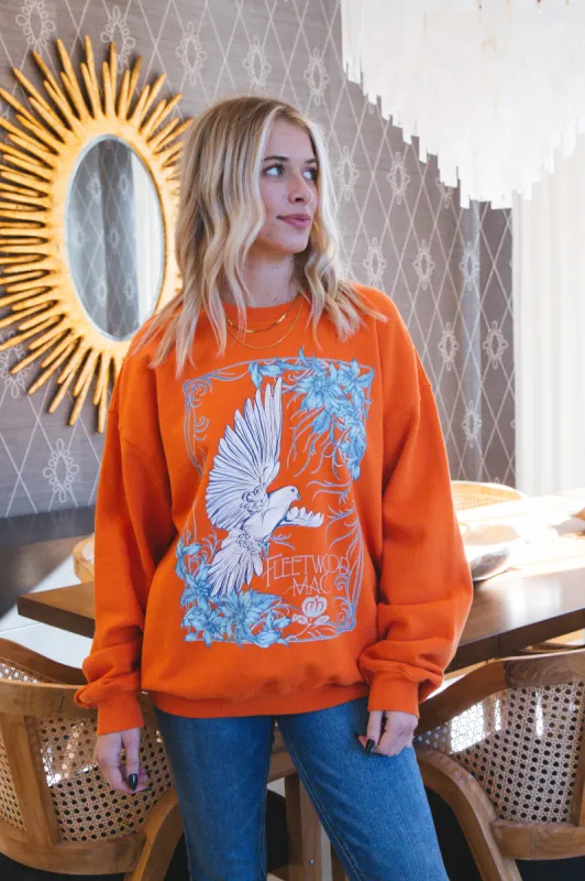 Fleetwood Mac Dove BF Crew Sweatshirt, Tangerine | Daydreamer sold by North & Main Clothing Company