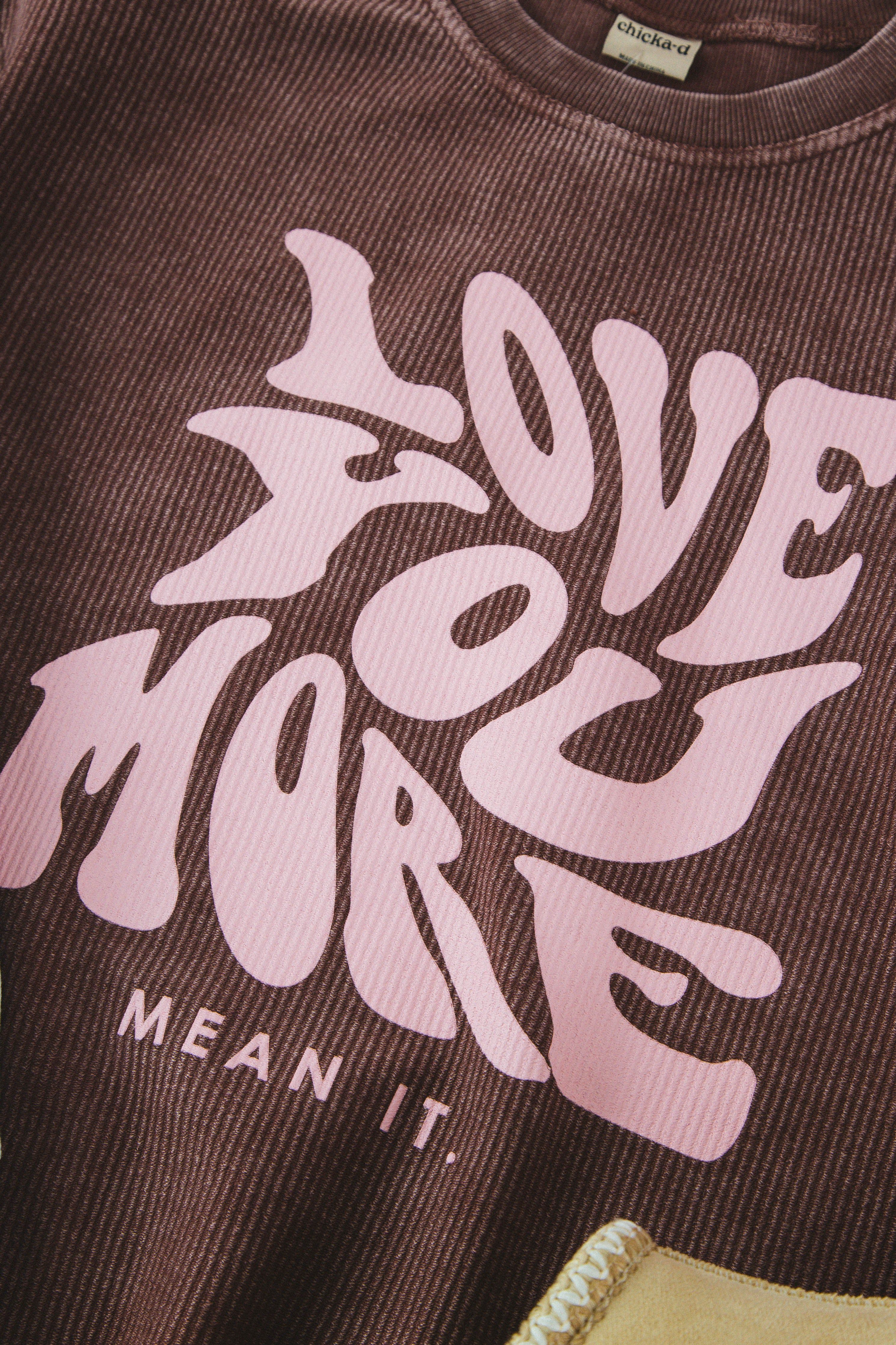 Love You More Corded Sweatshirt, Maroon | Friday+Saturday sold by North & Main Clothing Company product image thumbnail 2