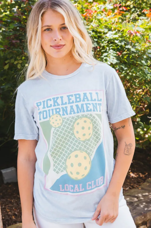 Pickleball Tournament Graphic Tee, Light Blue sold by North & Main Clothing Company