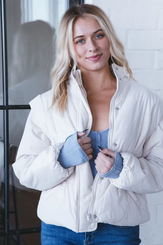 Lover Puffer Jacket & Vest, Cream | Sadie & Sage sold by North & Main Clothing Company
